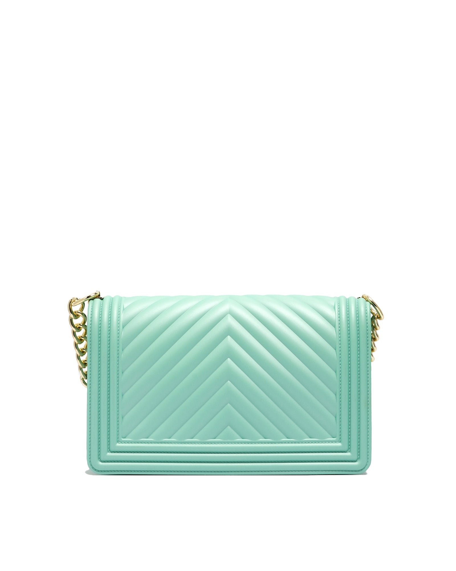 Borsa a mano da donna 100% PVC FLAT M-VERDE ACQUA + LIGHT GOLD Marc Ellis