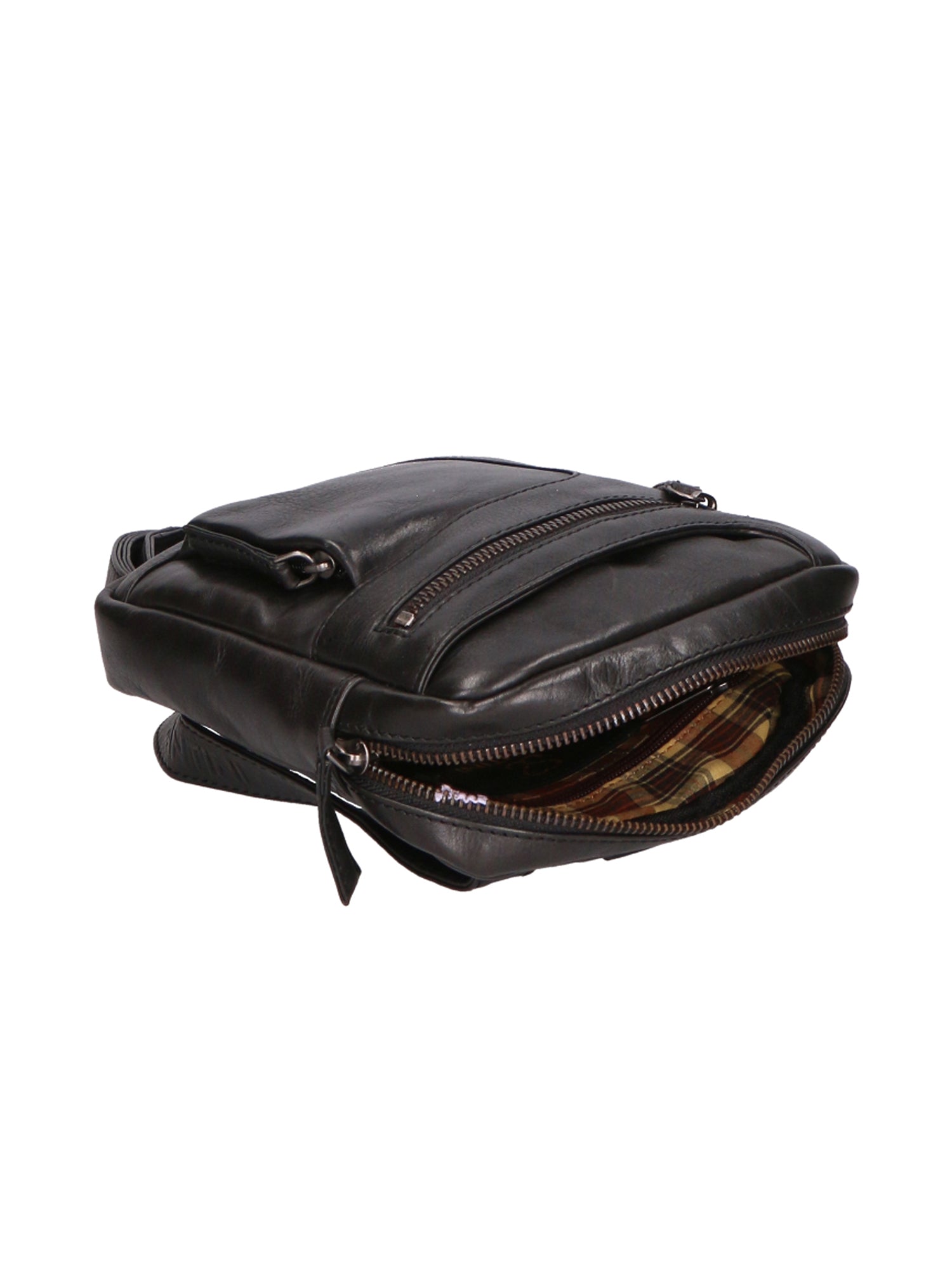 Borsa a tracolla unisex vera pelle 100% pelle di vacchetta SN5861347-BLACK Santini Firenze