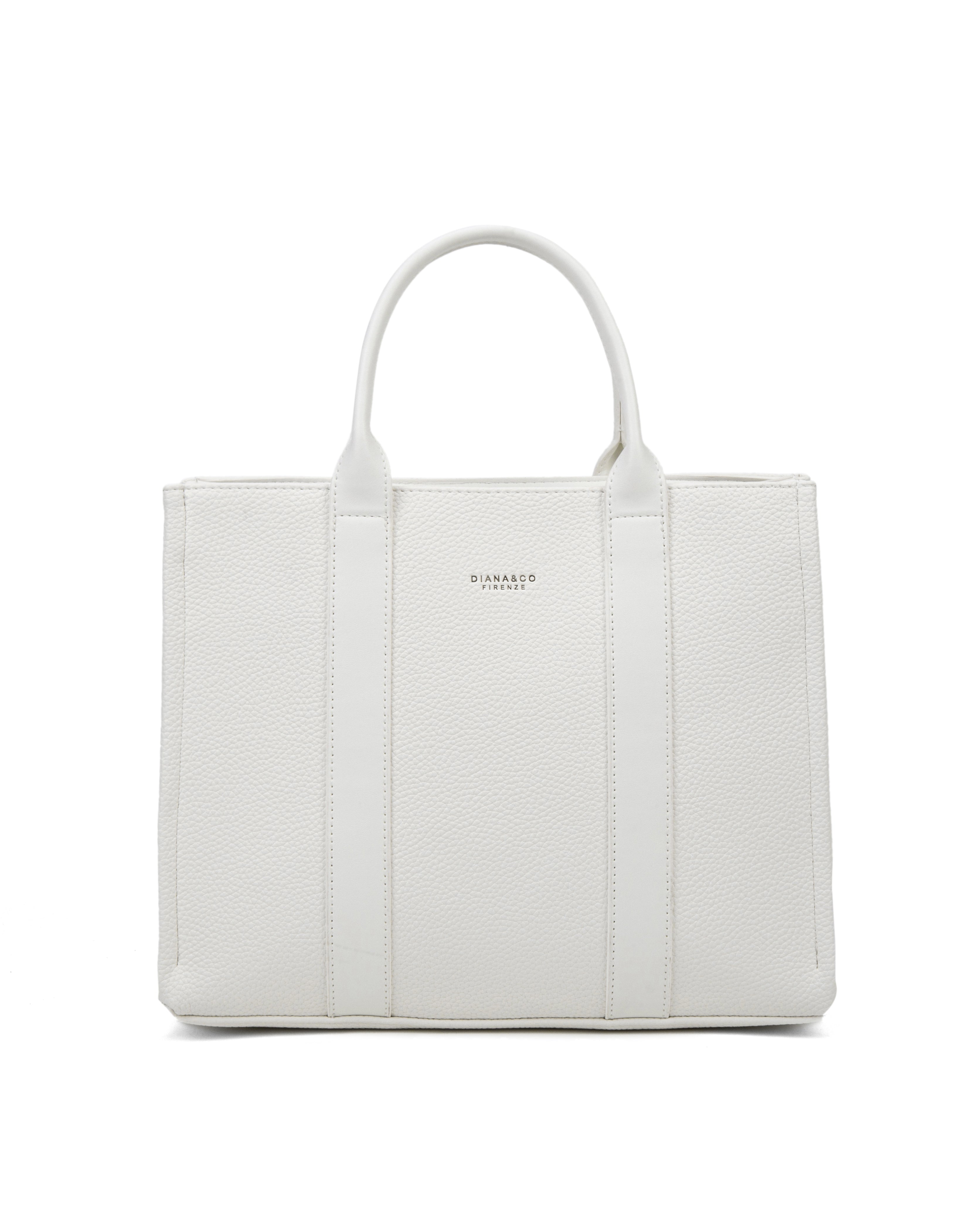 Borsa a mano da donna 100% pelle vegana PU 715-3PT-WHITE Diana&co