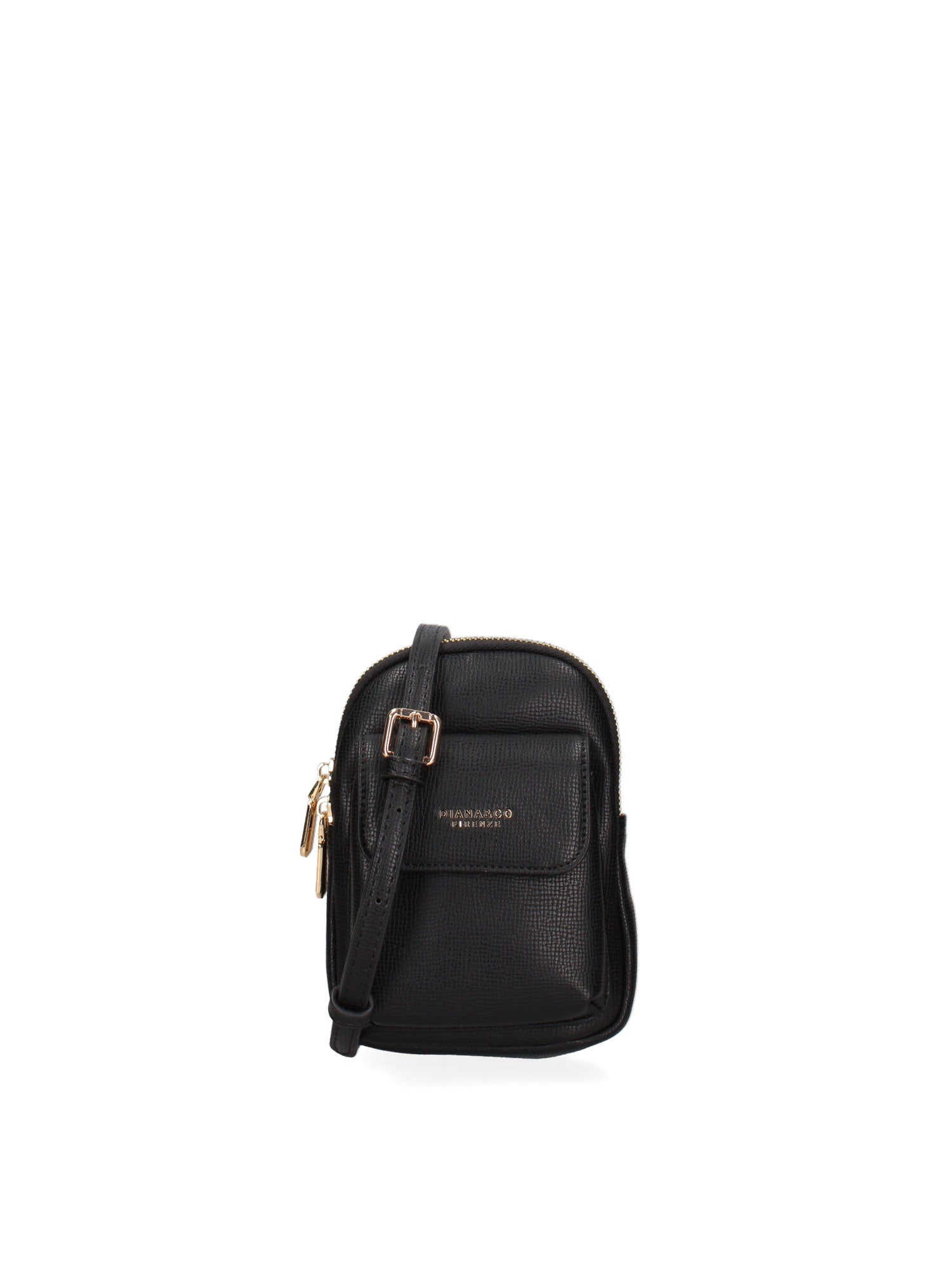 Borsa a tracolla donna Ecopelle e zip 601-1-BLACK Diana&co
