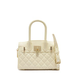 Borsa a mano da donna 100% PVC FLAT MINNY-BEIGE PRESTINE + OFF GOLD Marc Ellis