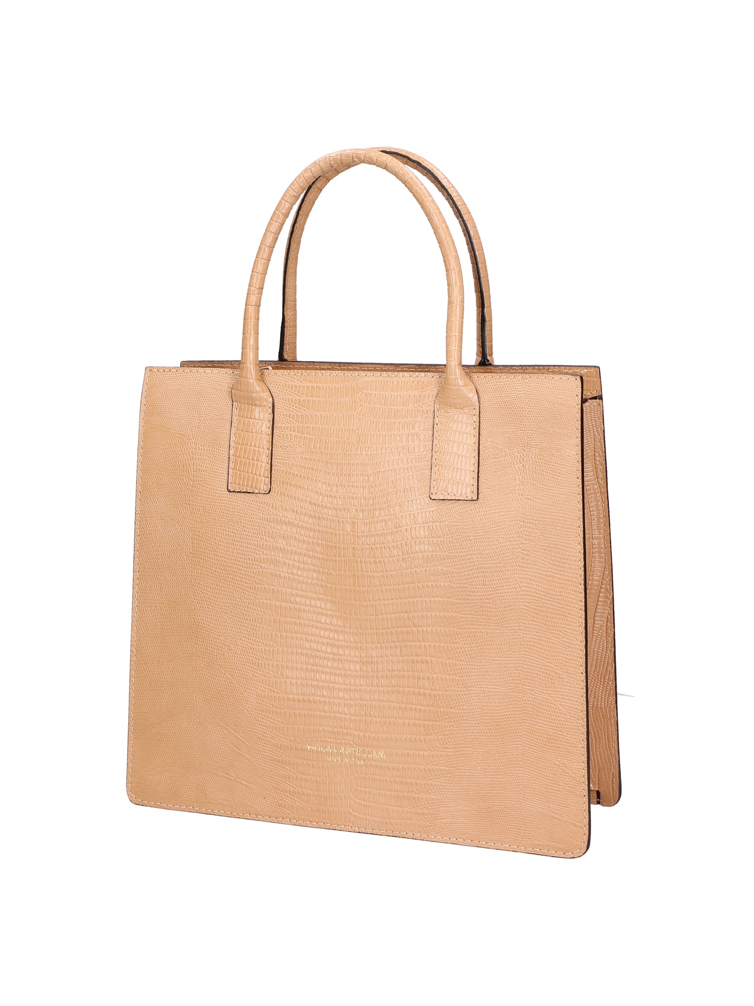 Giulia Borsa a mano da donna Vera pelle effetto cocco 468W-LU81 SABBIA Viola Castellani