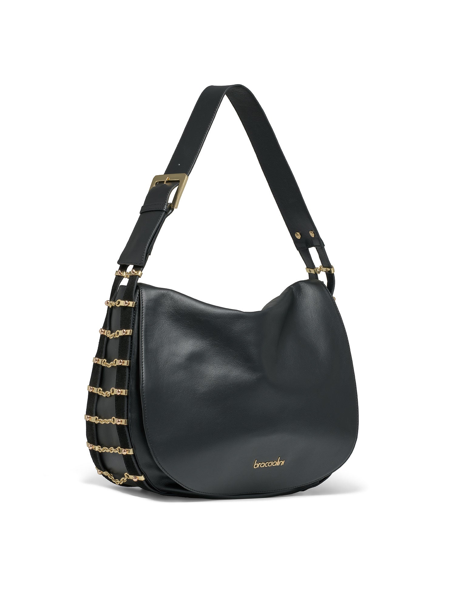Eridana Ultra Borsa a spalla da donna 100% pelle B17222-NERO Braccialini