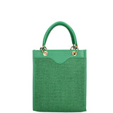 Borsa a mano da donna Misto pelle e tessuto 07149-D47 VERDE Roberta Rossi