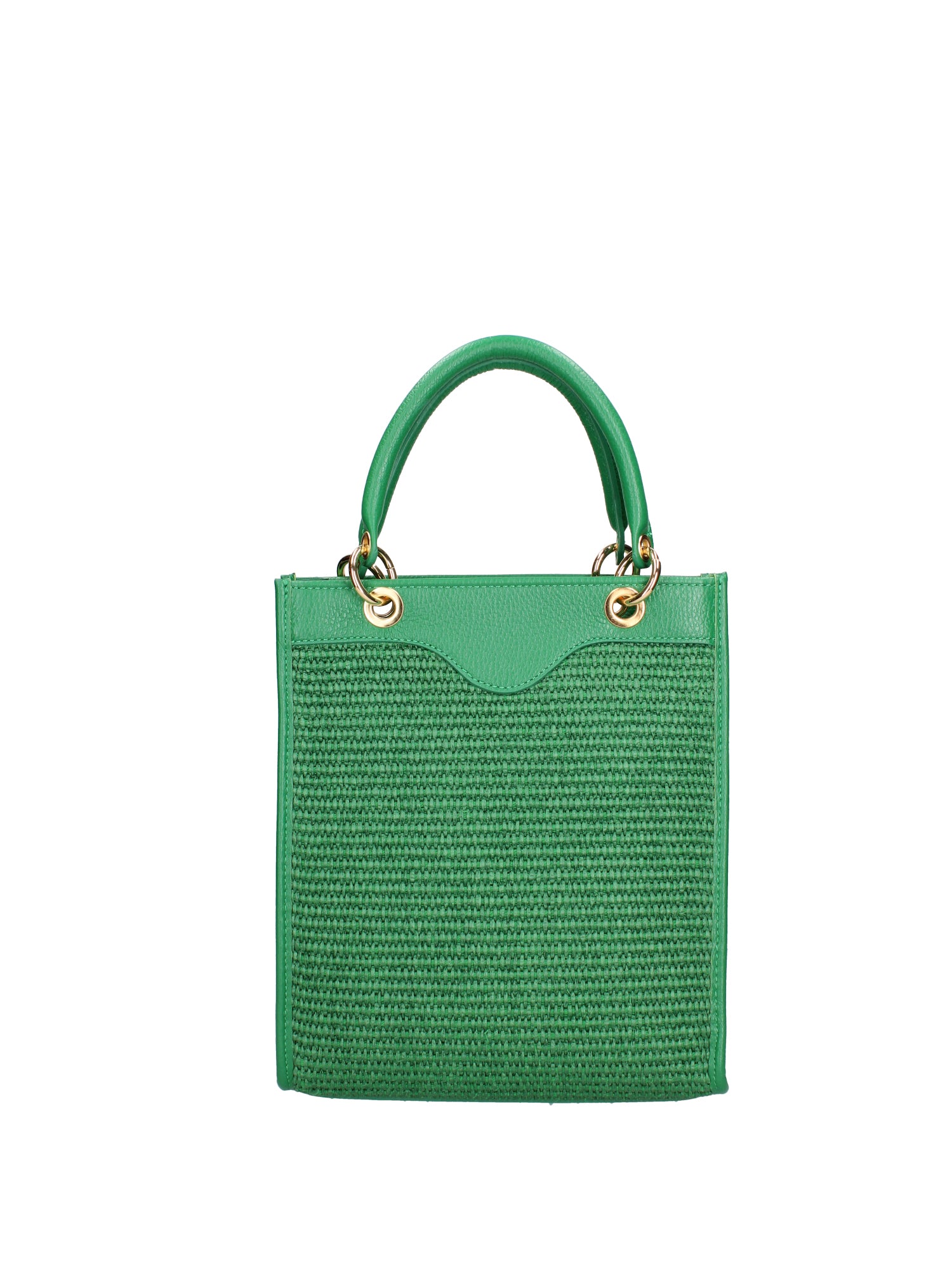 Borsa a mano da donna Misto pelle e tessuto 07149-D47 VERDE Roberta Rossi