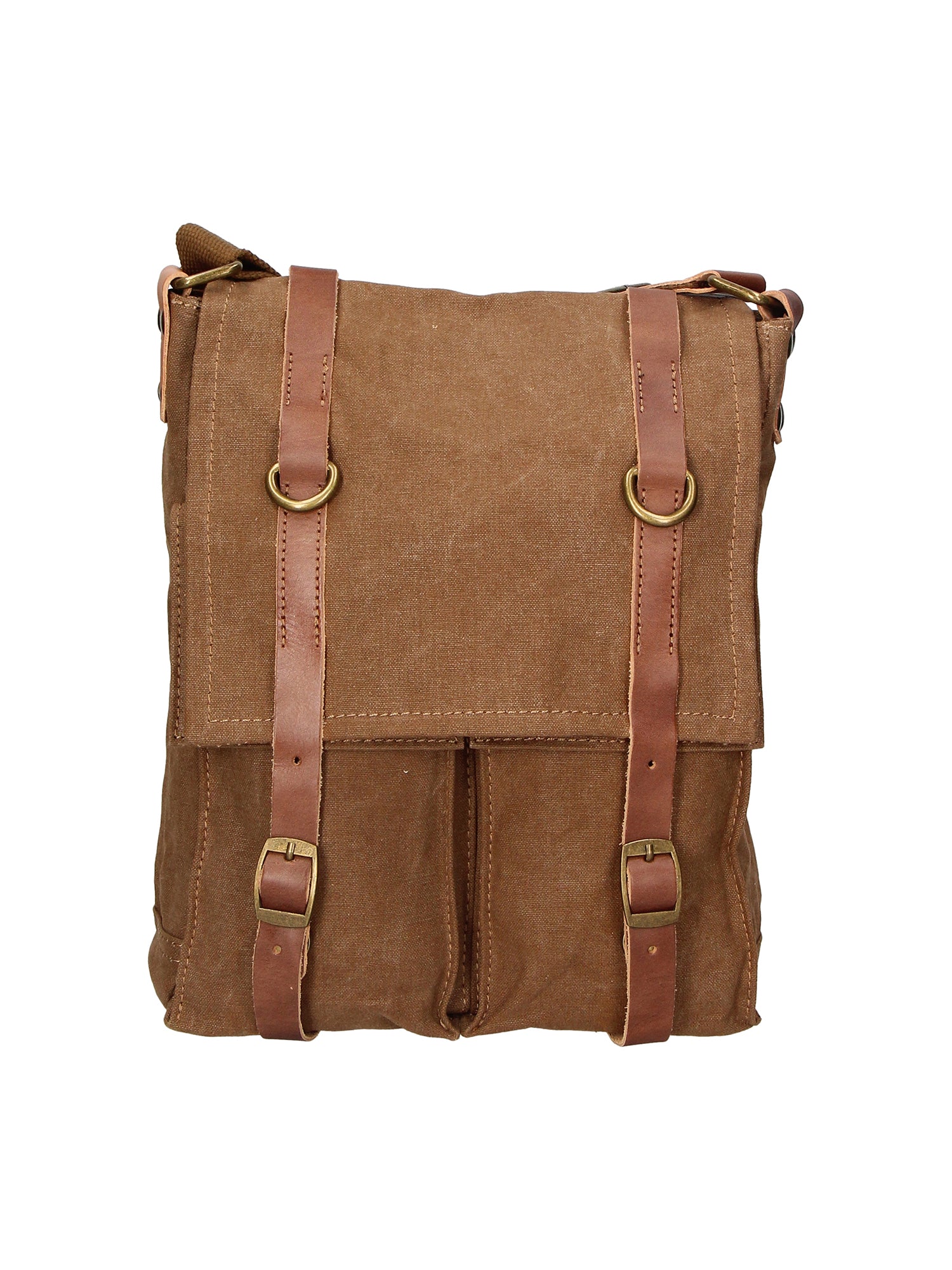 Milena Borsa a tracolla unisex Canvas e vera pelle ZG3009-FANGO TAUPE Gave Lux