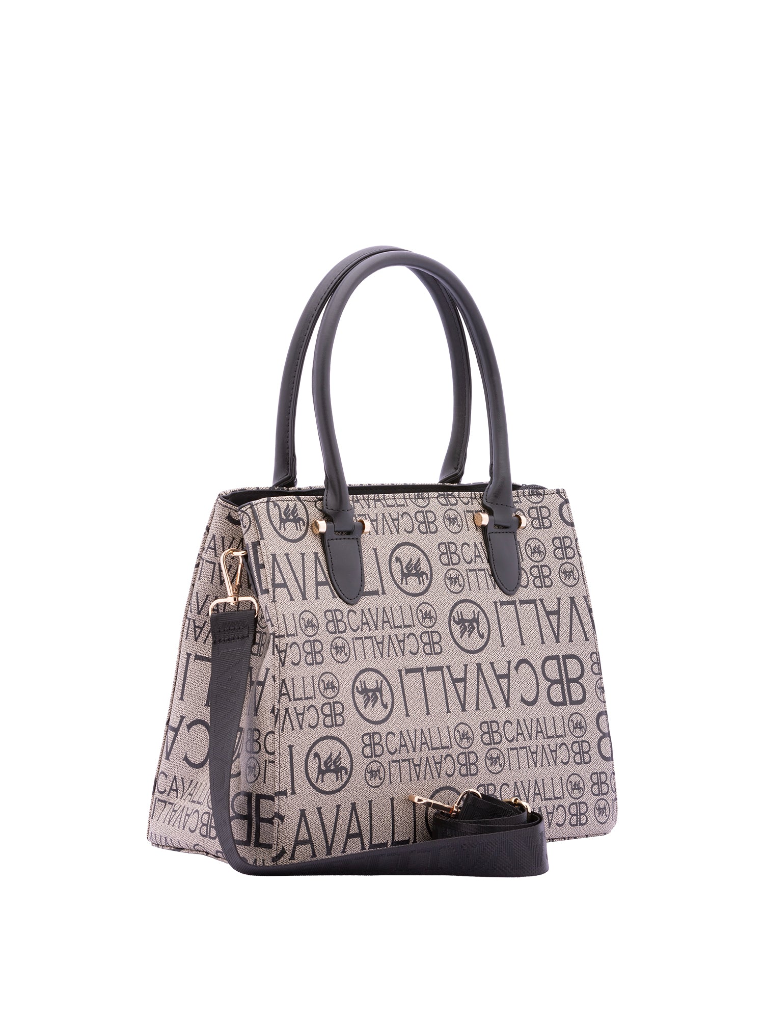 Borsa a mano da donna Ecopelle e poliestere BC1370-NERO BIANCO B Cavalli