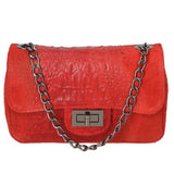 Camilla Borsa a tracolla da donna Pelle scamosciata croco 10029-ROSSO RED Gave Lux