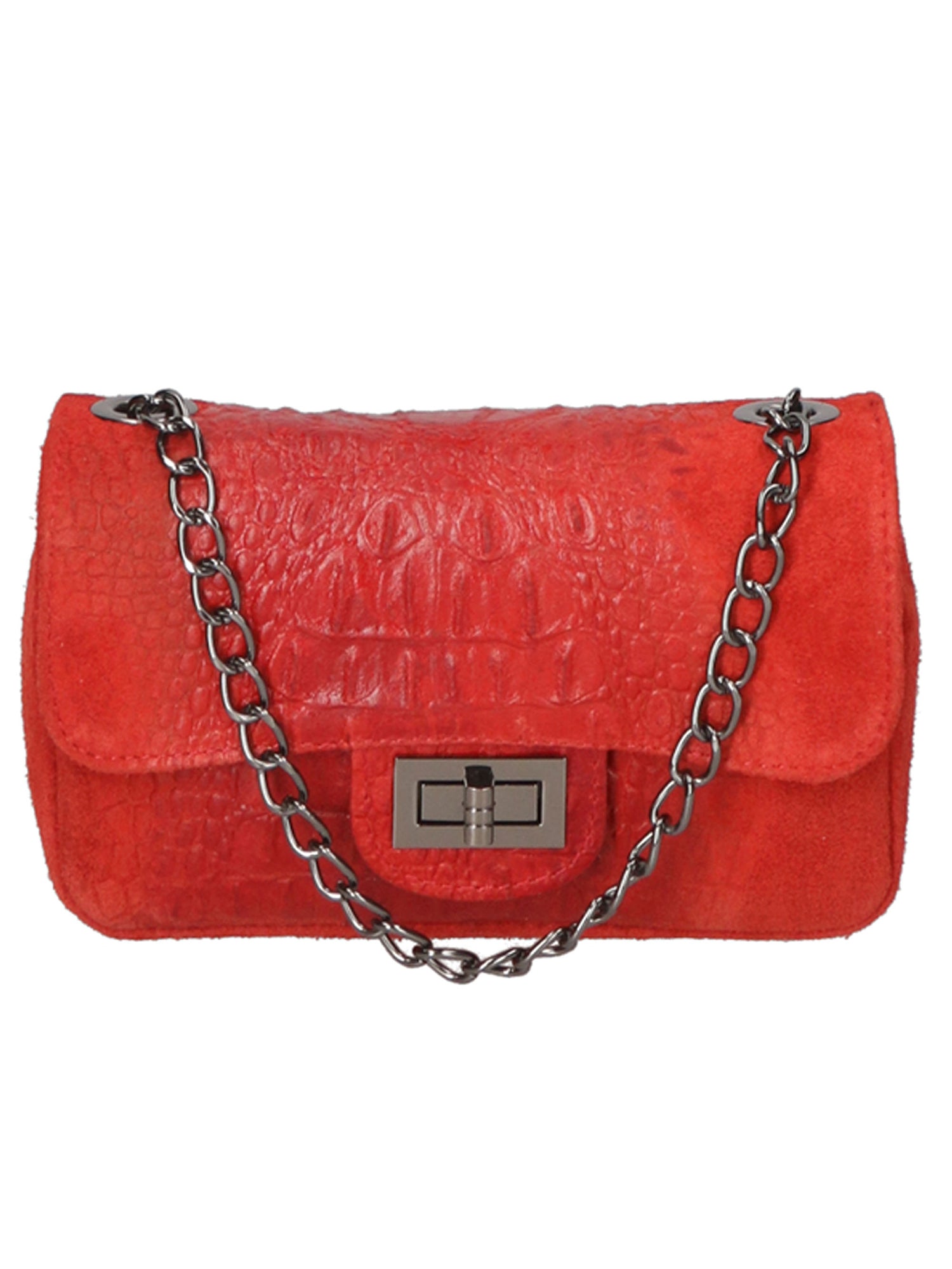 Camilla Borsa a tracolla da donna Pelle scamosciata croco 10029-ROSSO RED Gave Lux