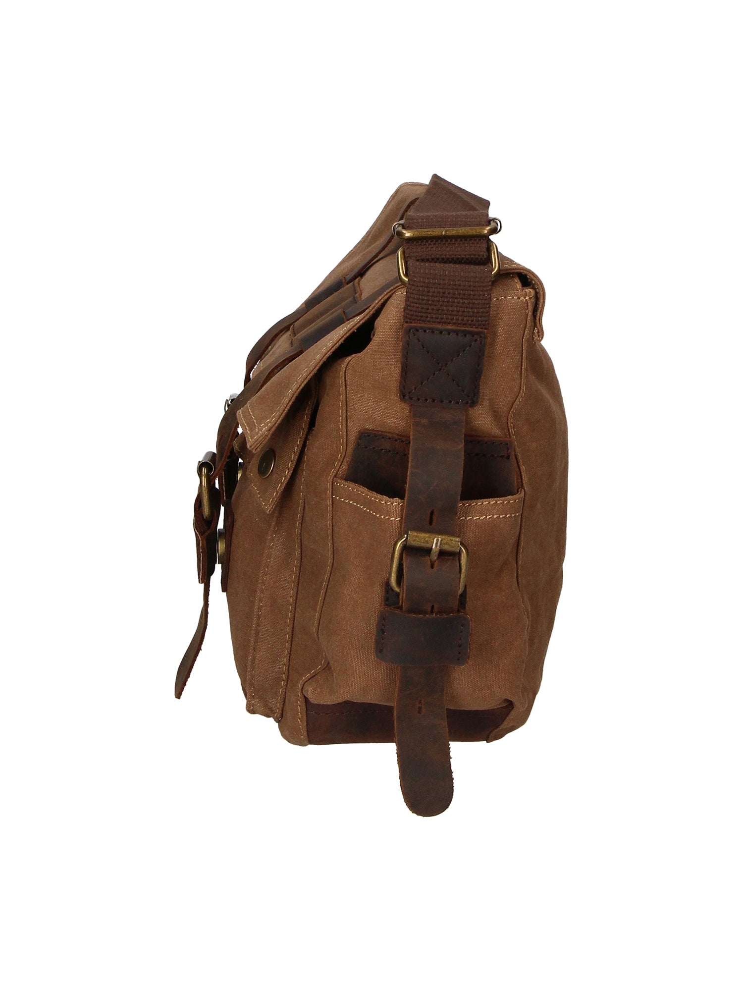 Melania Borsa a spalla unisex Canvas e vera pelle ZG3016-FANGO TAUPE Gave Lux