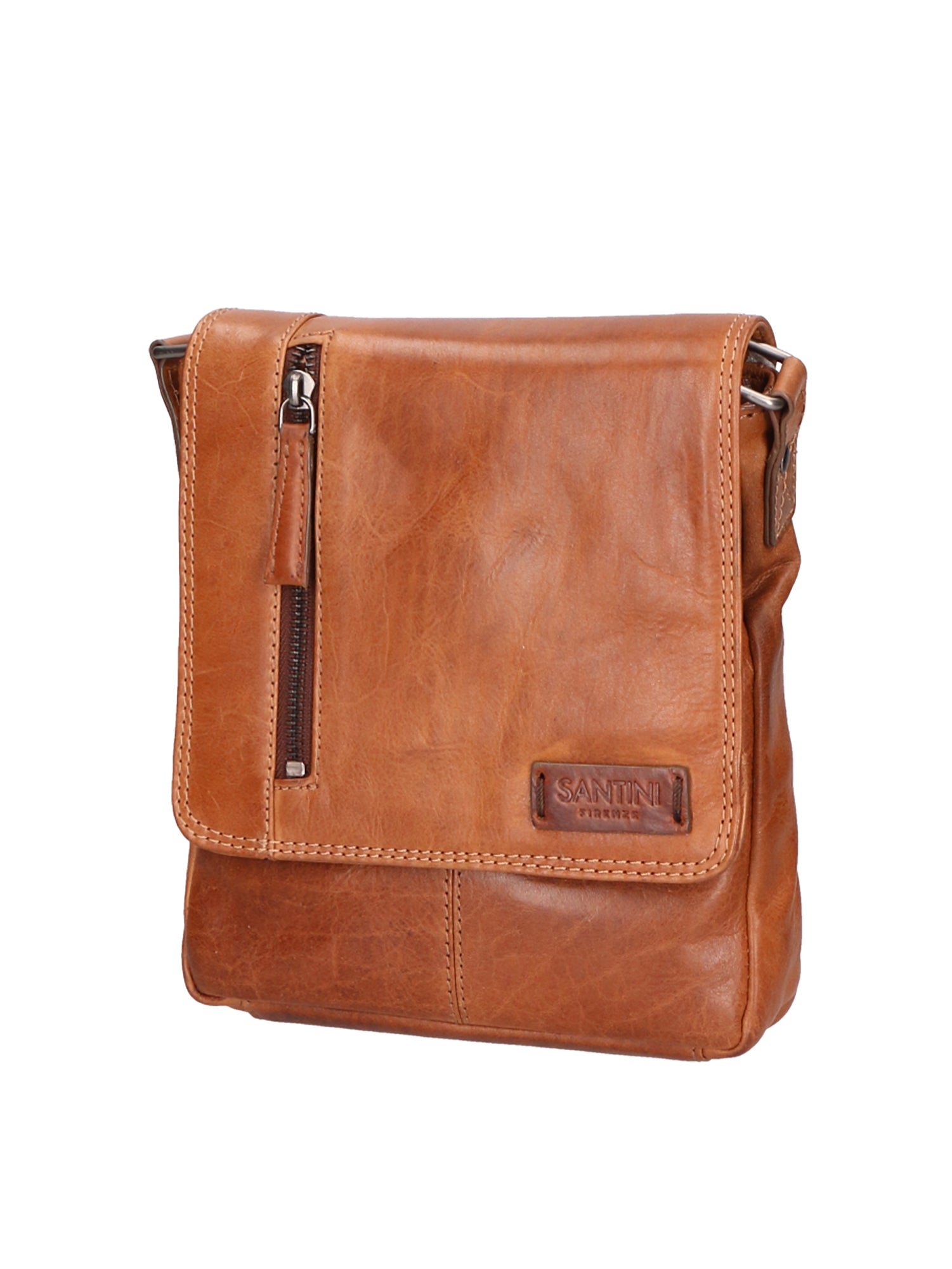 Borsa a tracolla unisex vera pelle Made in Italy SN5863547-TAN Santini Firenze