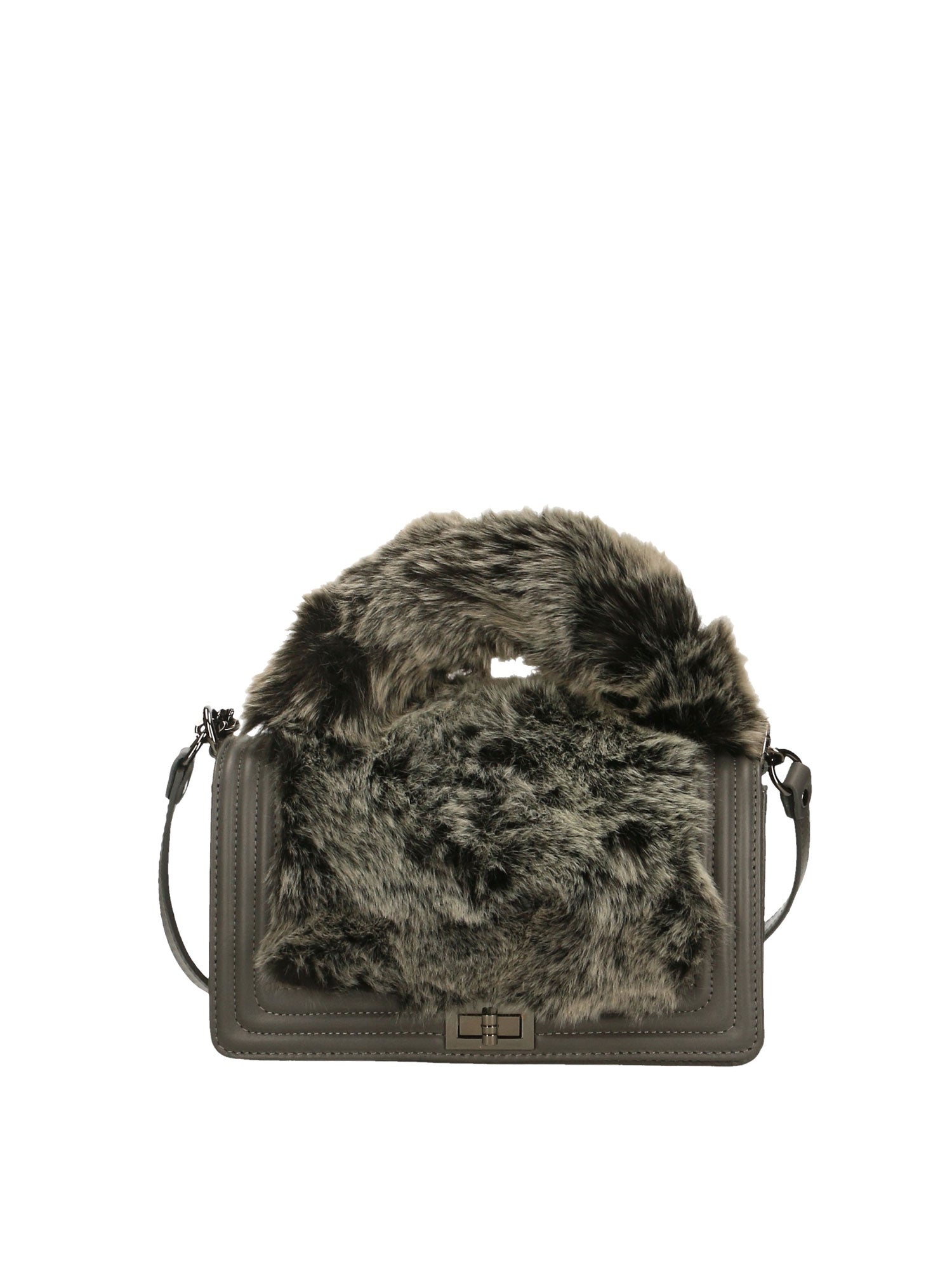 Silvana Pro Borsa a tracolla donna Vera pelle + Calfhair 6599-GRIGIO Gave Lux