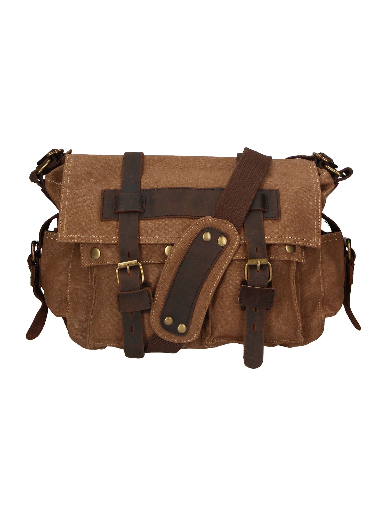 Melania Borsa a spalla unisex Canvas e vera pelle ZG3016-FANGO TAUPE Gave Lux