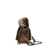 Silvana Pro Borsa a tracolla donna Vera pelle + Calfhair 6599-TAUPE Gave Lux