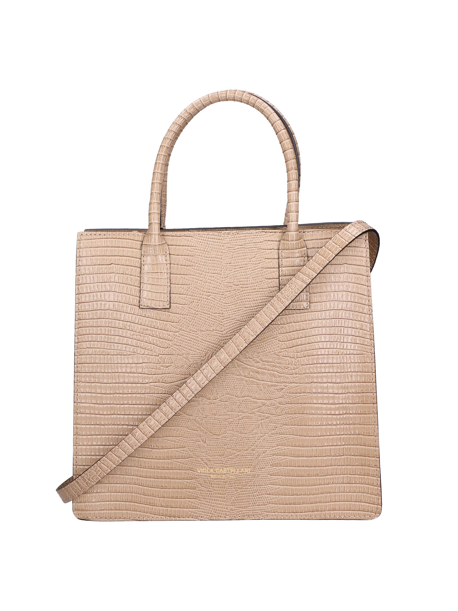 Giulia Borsa a mano da donna Vera pelle effetto cocco 468W-LU05 TAUPE CHIARO Viola Castellani