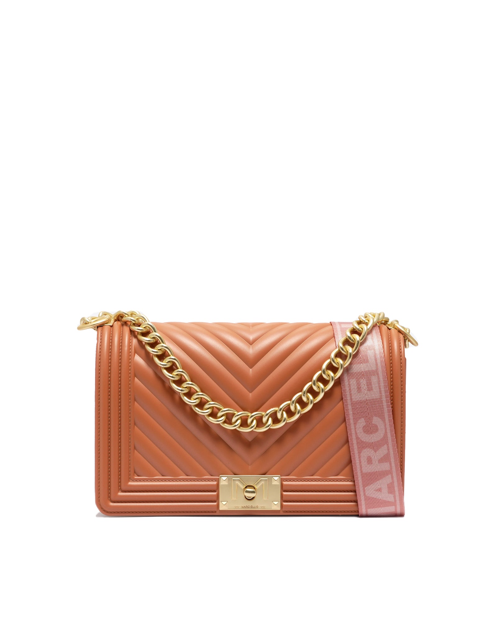 Borsa a mano da donna 100% PVC FLAT M-RAME + OFF GOLD Marc Ellis