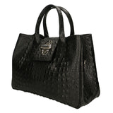 Ascoli Borsa a mano da donna Pelle stampata cocco 7718-NERO BLACK Gave Lux