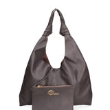 Borsa a spalla da donna 100% vera pelle 07156-D23 T.MORO Viola Castellani