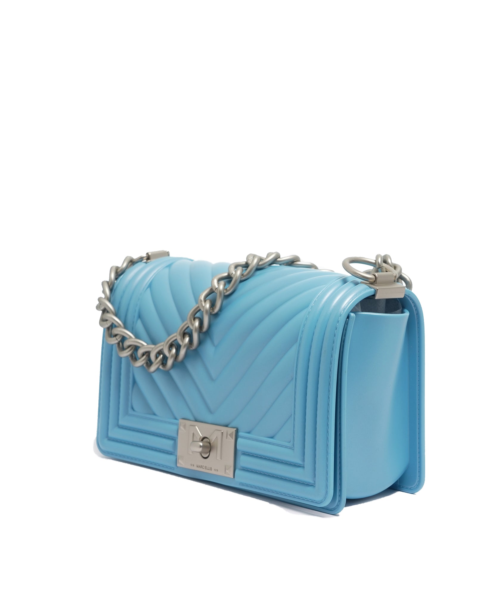 Borsa a mano da donna 100% Pvc FLAT S-NORSE BLUE + OFF SILVER Marc Ellis