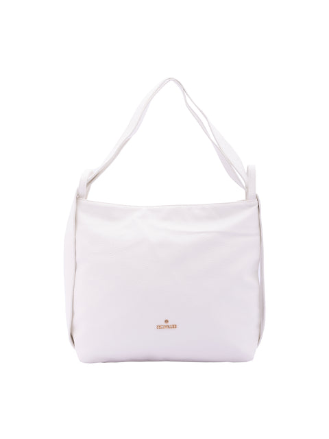 Borsa a spalla da donna Ecopelle e poliestere BC1407-WHITE