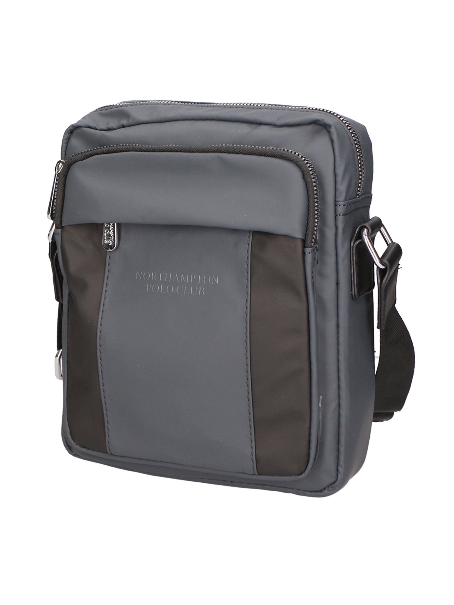 Borsa a tracolla uomo 100% pelle PU PCL3016-GREY+BLACK Northampton Polo Club