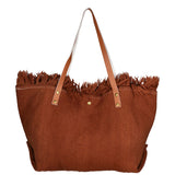 Agnese Borsa Shopper da donna Cotone e pelle 04649-D21 MARRONE BROWN Gave Lux