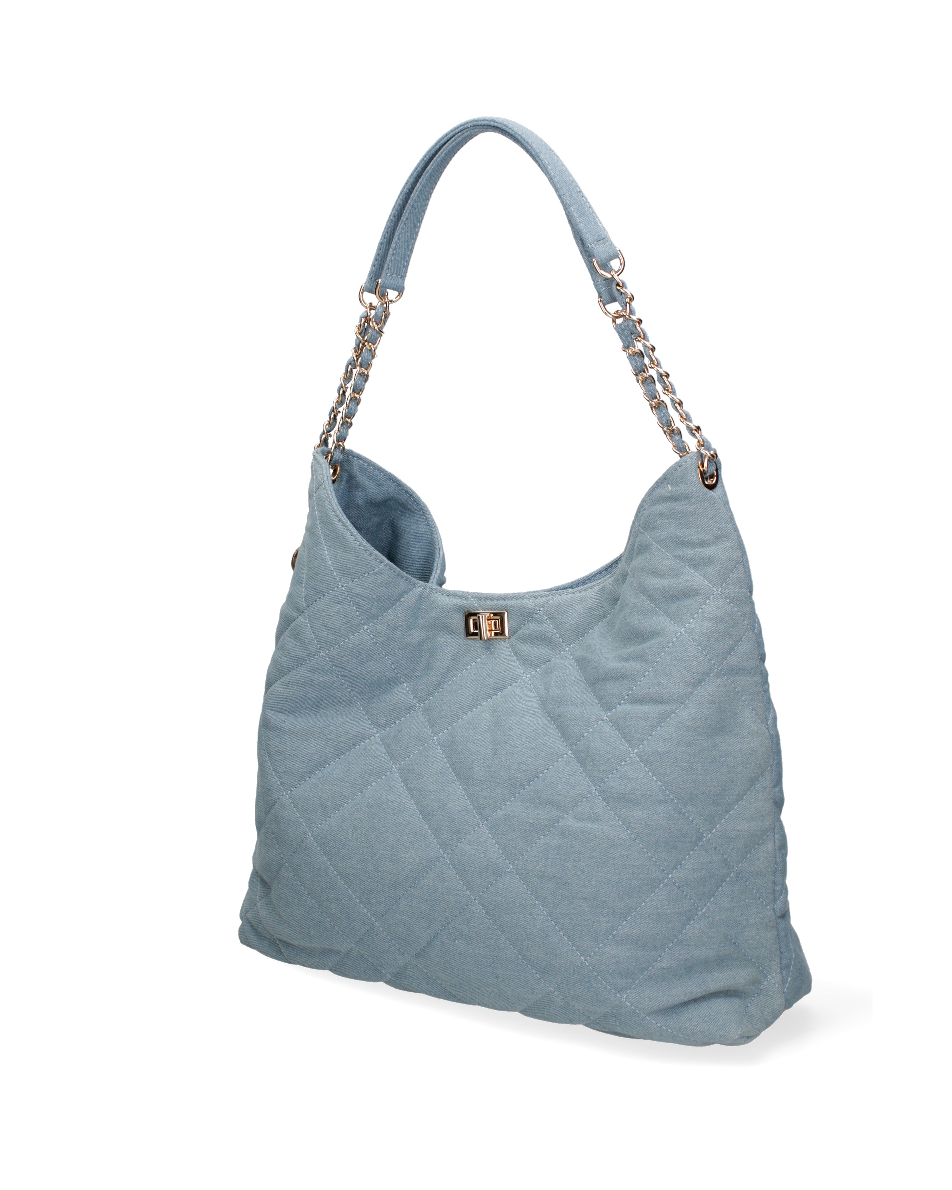 Borsa a spalla da donna Nylon ed ecopelle DC3533-4-JEANS BLUE Diana&co