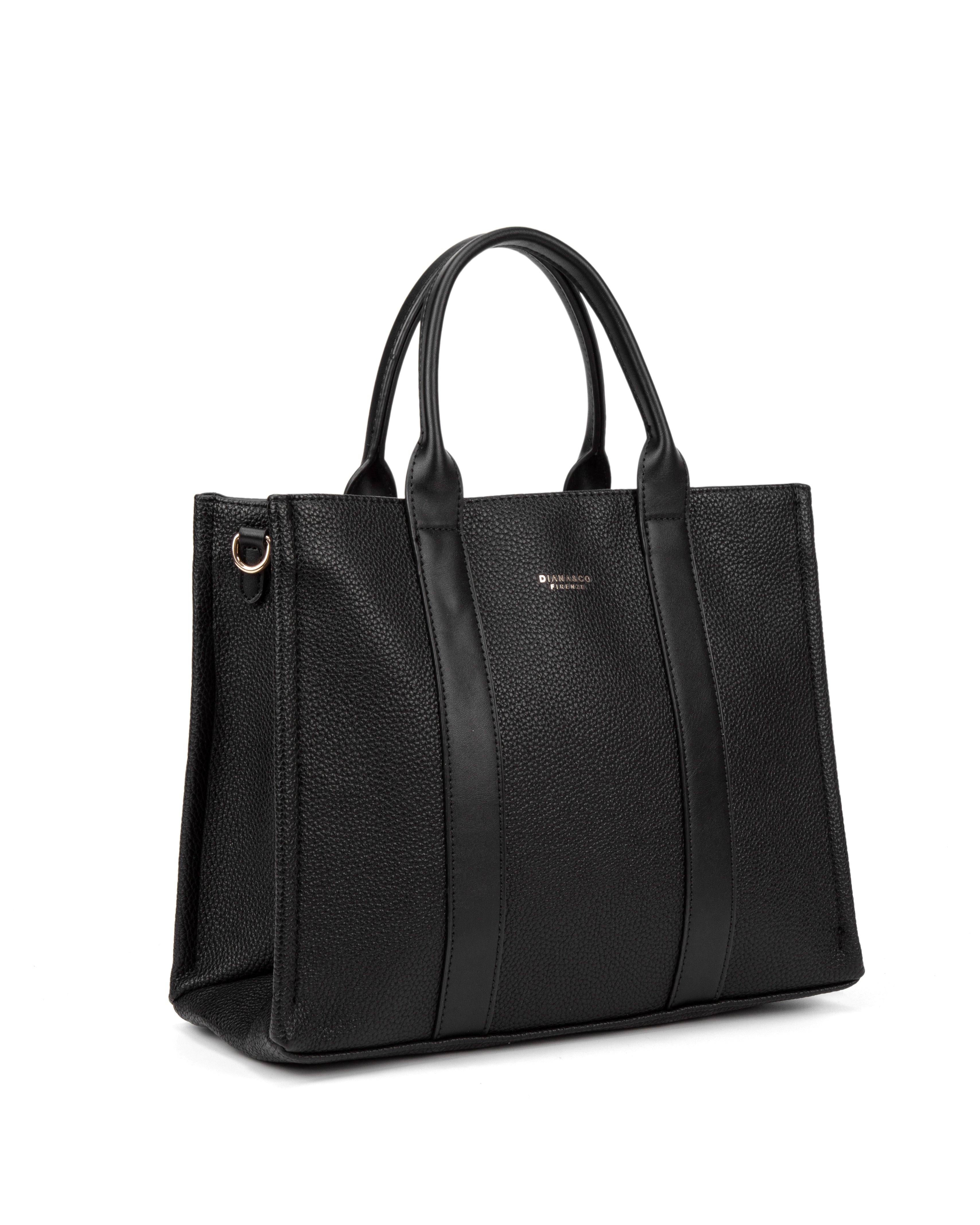 Borsa a mano da donna 100% pelle vegana PU 715-3PT-BLACK Diana&co
