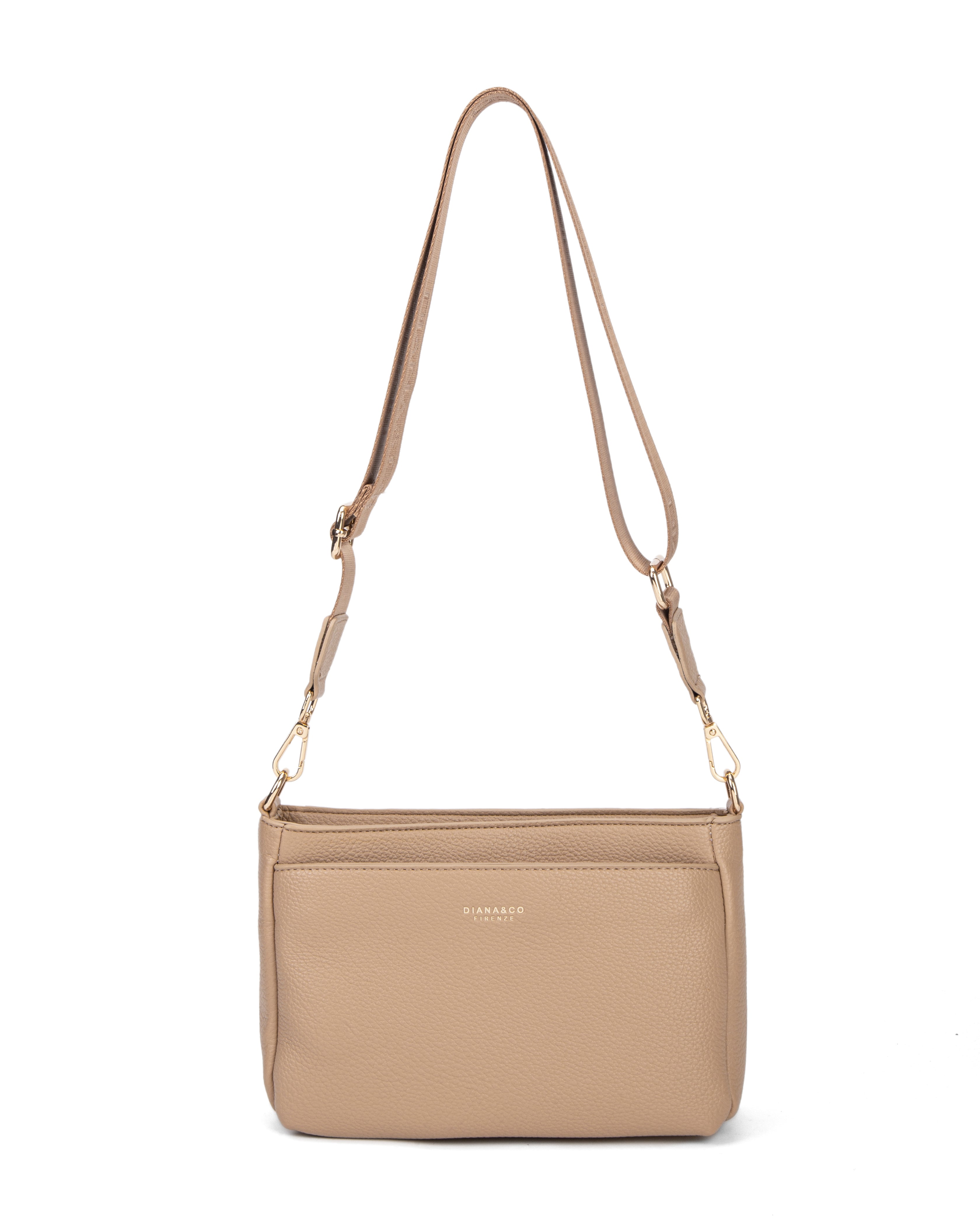 Borsa a spalla da donna 100% pelle vegana PU 703-1PT-CAFFELATTE Diana&co