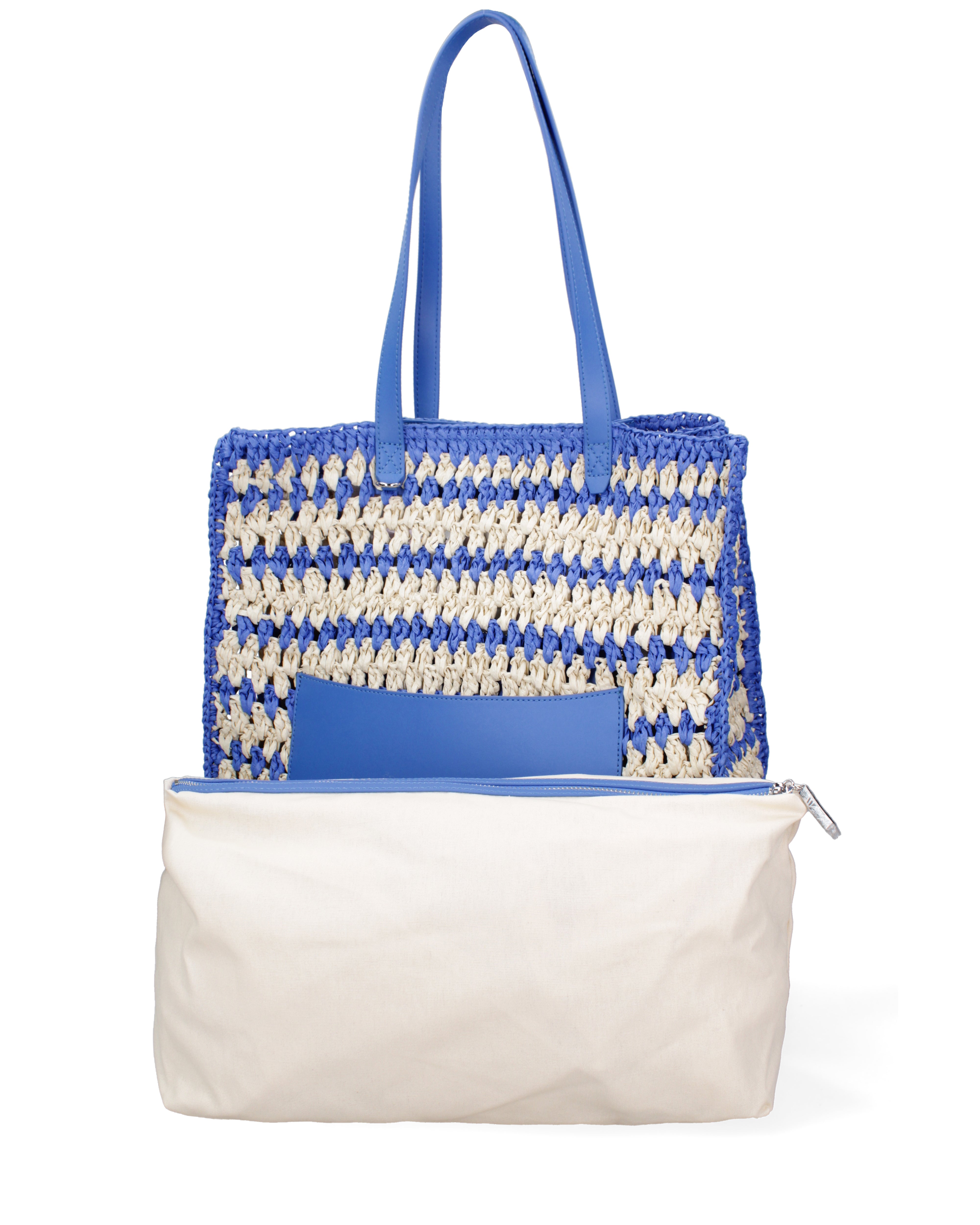 Borsa a spalla da donna Paglia intrecciata 07383-BLUE G88A Viola Castellani