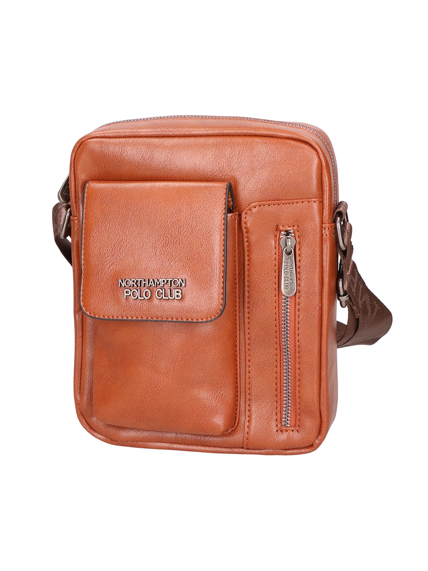Borsa a tracolla uomo 100% pelle PU PCL3105-BROWN Northampton Polo Club