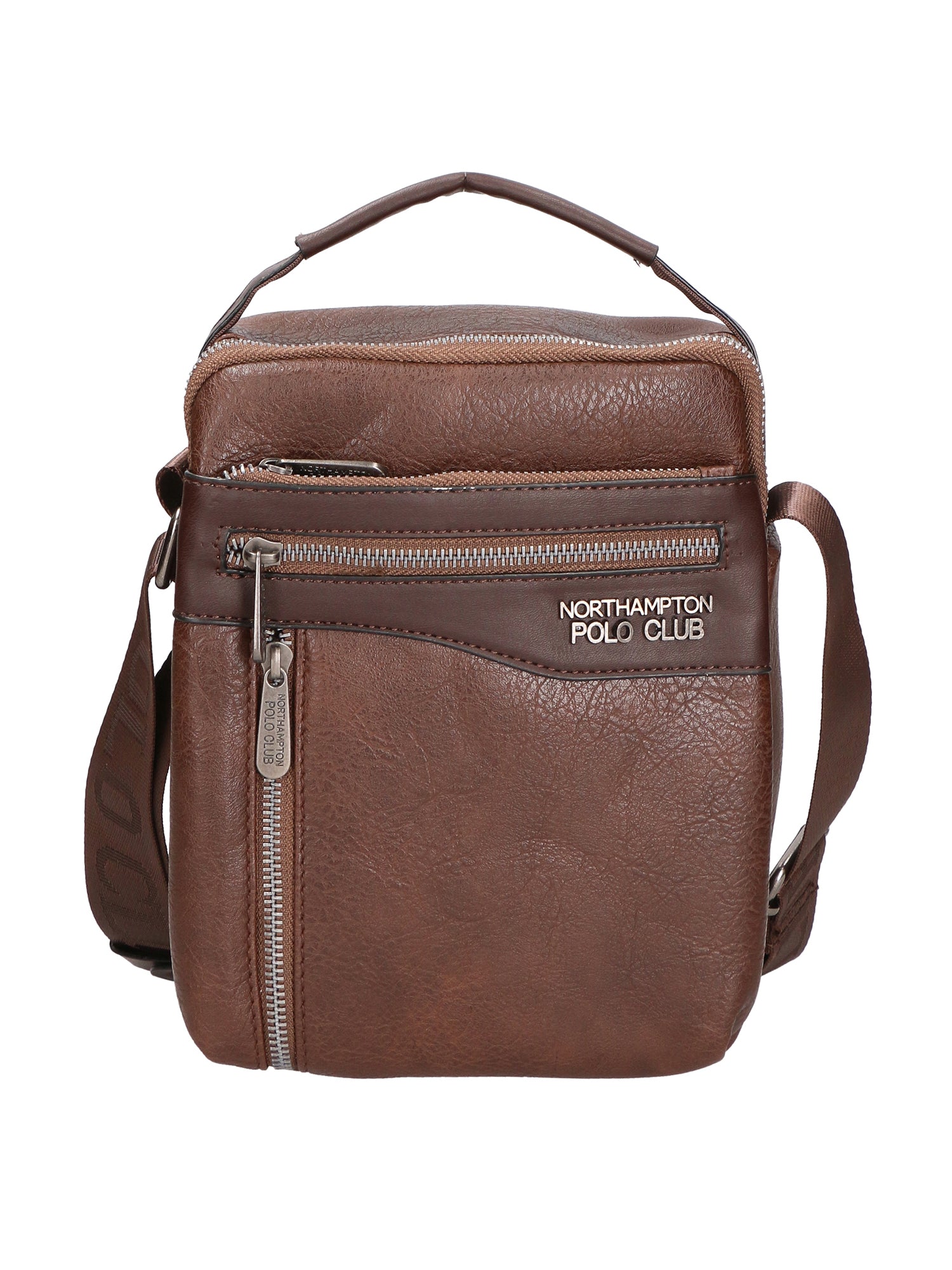 Borsa a tracolla uomo in pelle PU Casual PCL3004-BROWN Northampton Polo Club