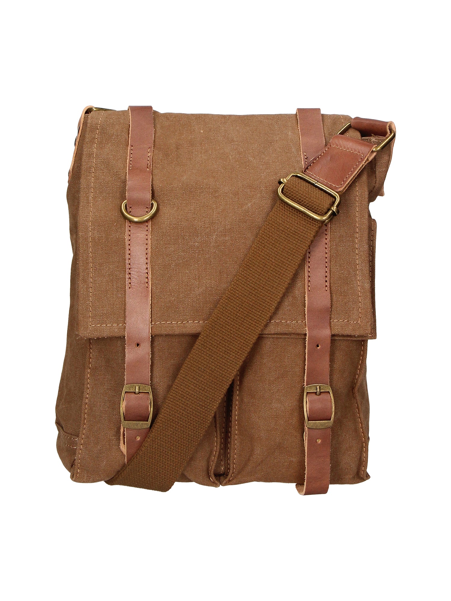 Milena Borsa a tracolla unisex Canvas e vera pelle ZG3009-FANGO TAUPE Gave Lux