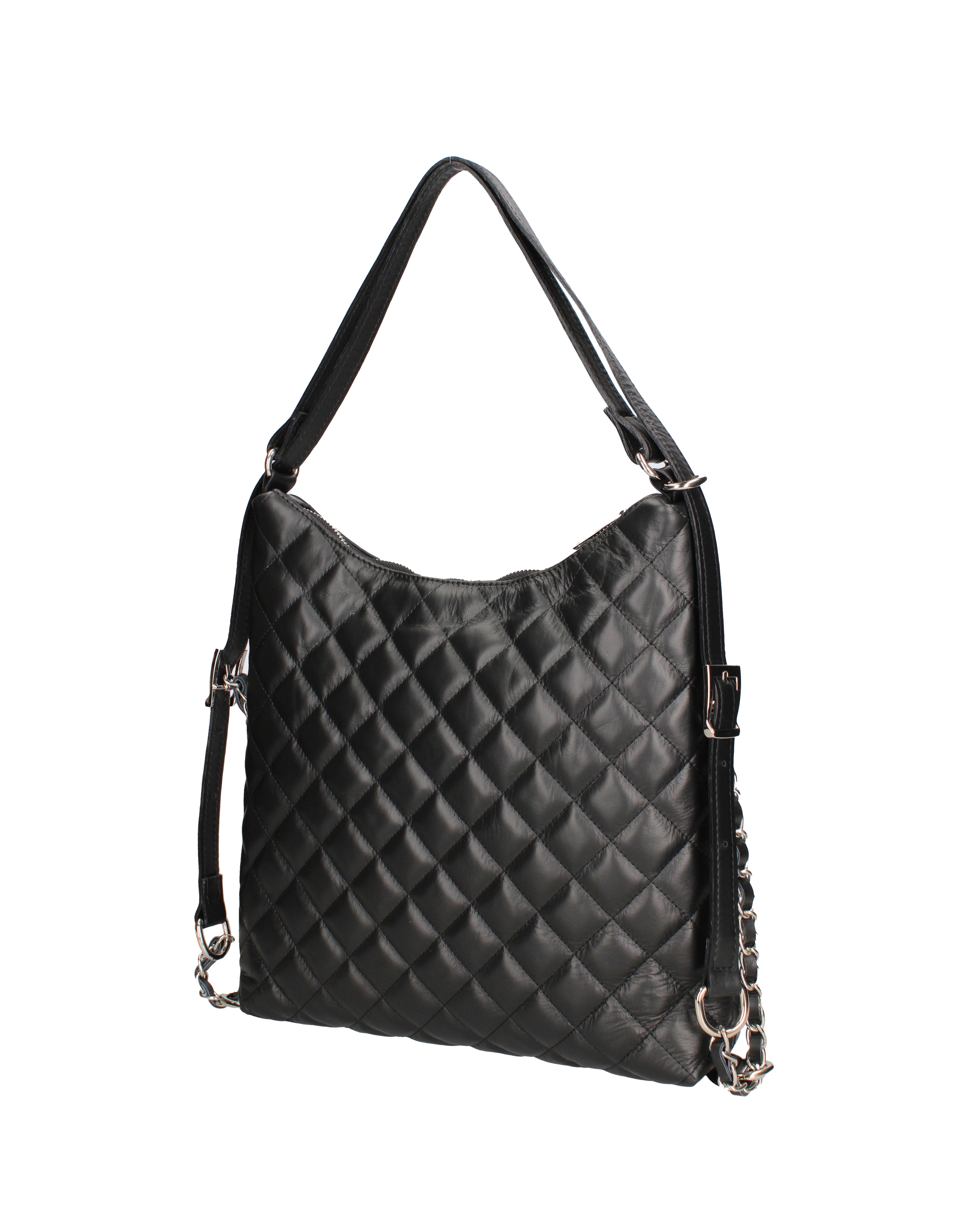 Borsa a spalla convertibile in zaino Vera pelle 07144-NERO Roberta Rossi