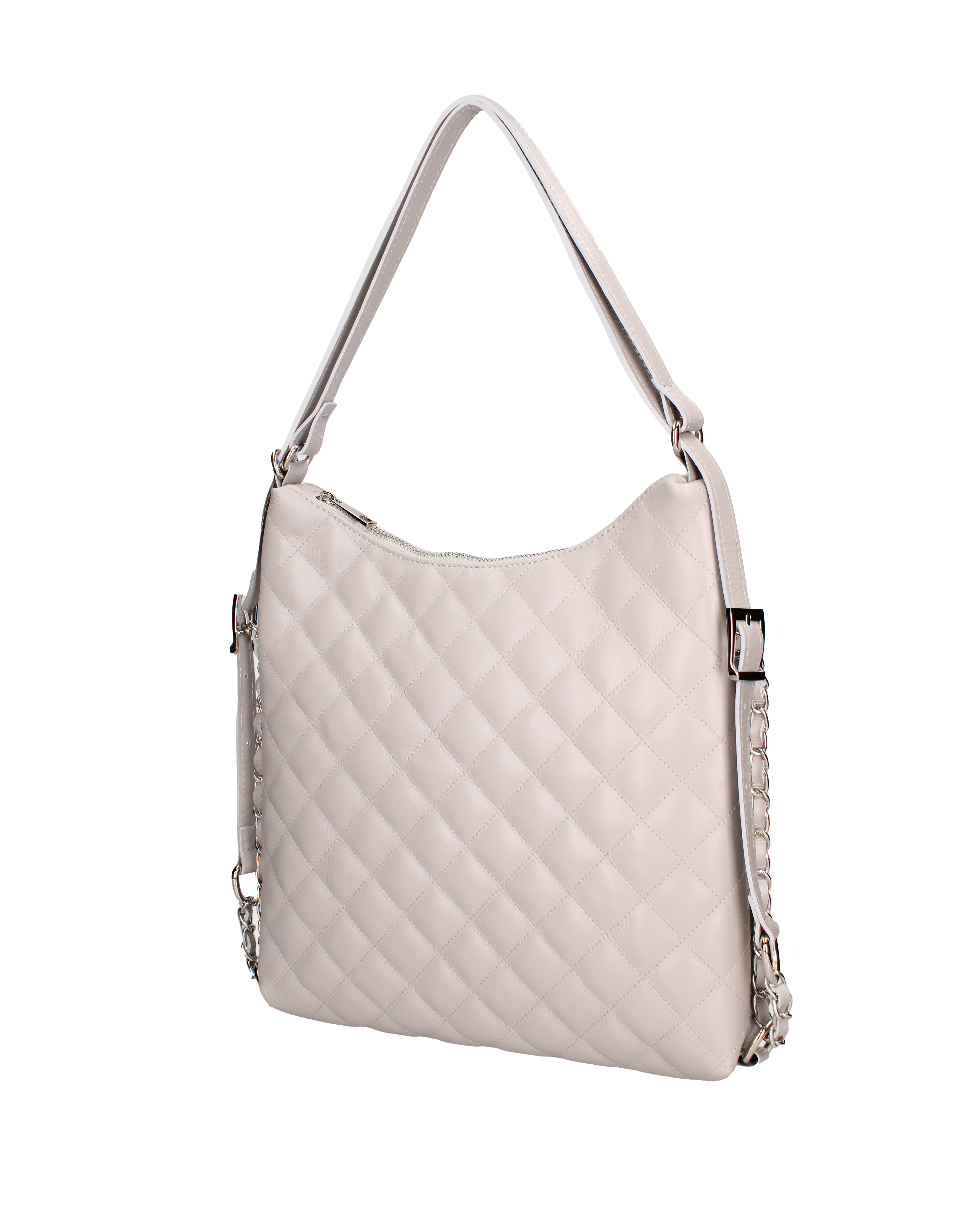 Borsa a spalla convertibile in zaino Vera pelle 07144-S86 GRIGIO Roberta Rossi