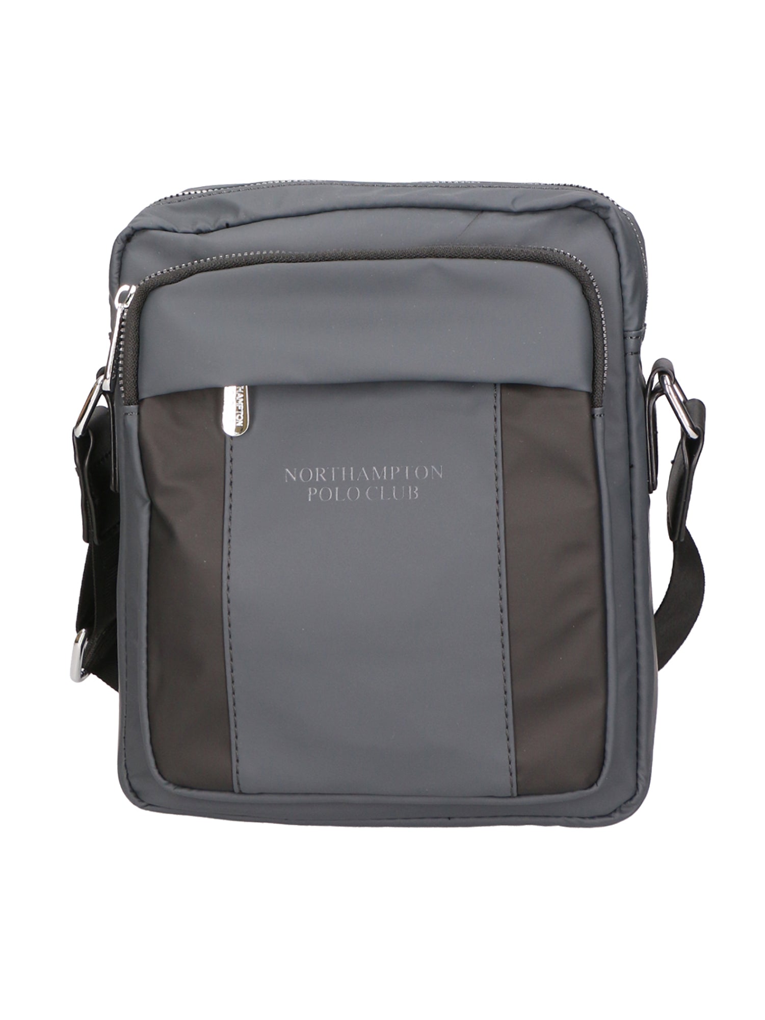 Borsa a tracolla uomo 100% pelle PU PCL3016-GREY+BLACK Northampton Polo Club