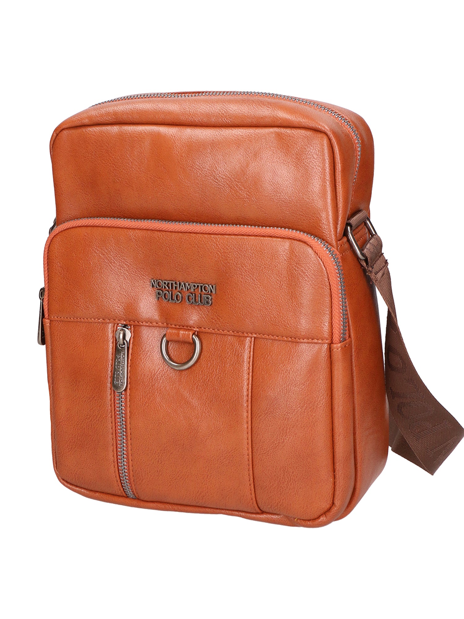Borsa a tracolla uomo Pelle PU vegana PCL3102-BROWN Northampton Polo Club
