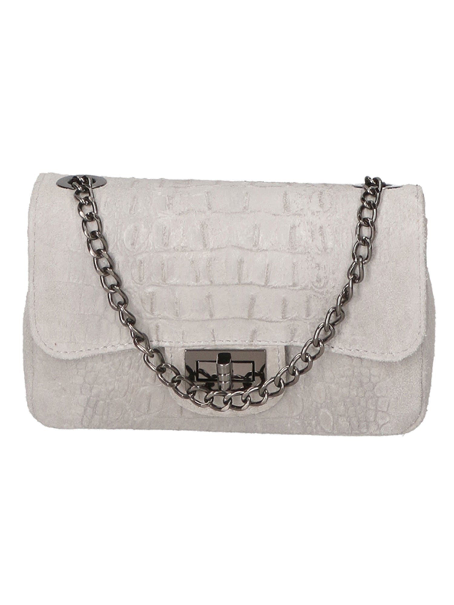 Camilla Borsa a tracolla da donna Pelle scamosciata croco 10029-GRIGIO Gave Lux