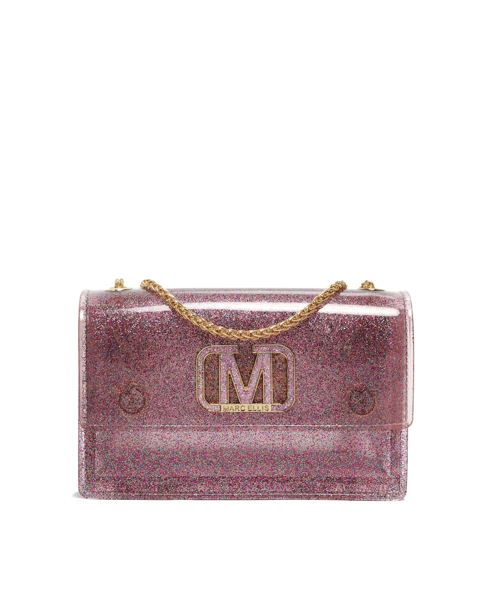 Borsa a mano da donna 100% Pvc FLAT SUPERMEE M-FUXIA STRASS Marc Ellis