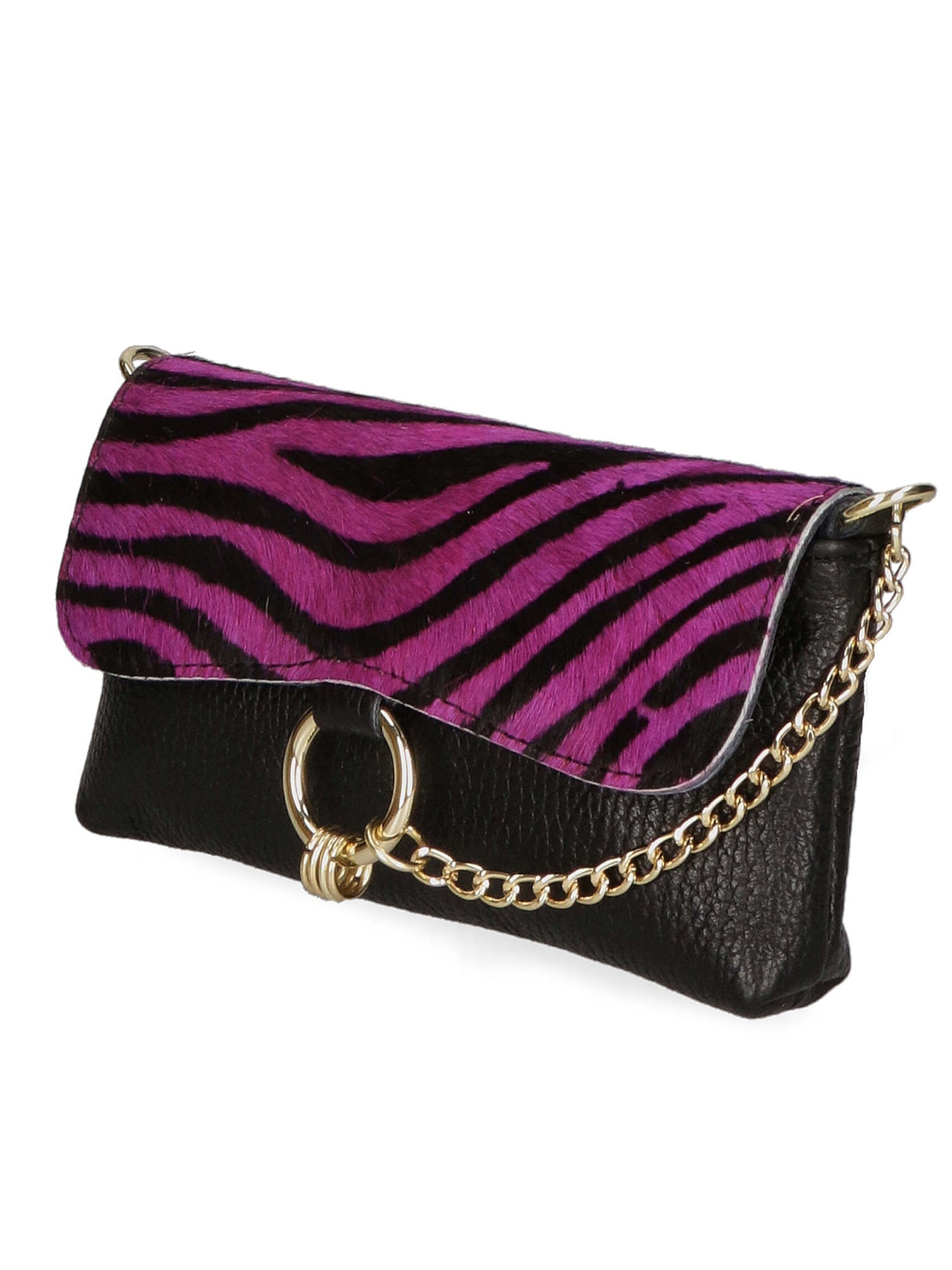 Safira Borsa a mano da donna Vera pelle 04760-ZEBRA FUXIA Gave Lux