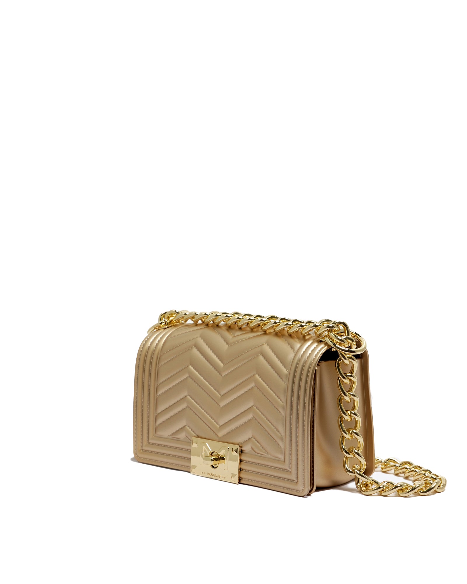 Borsa a mano da donna 100% Pvc FLAT XS MANHATTAN-GOLD + LIGHT GOLD Marc Ellis