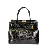 Delfina Borsa a mano da donna Vera pelle 7742-C28 NERO Gave Lux