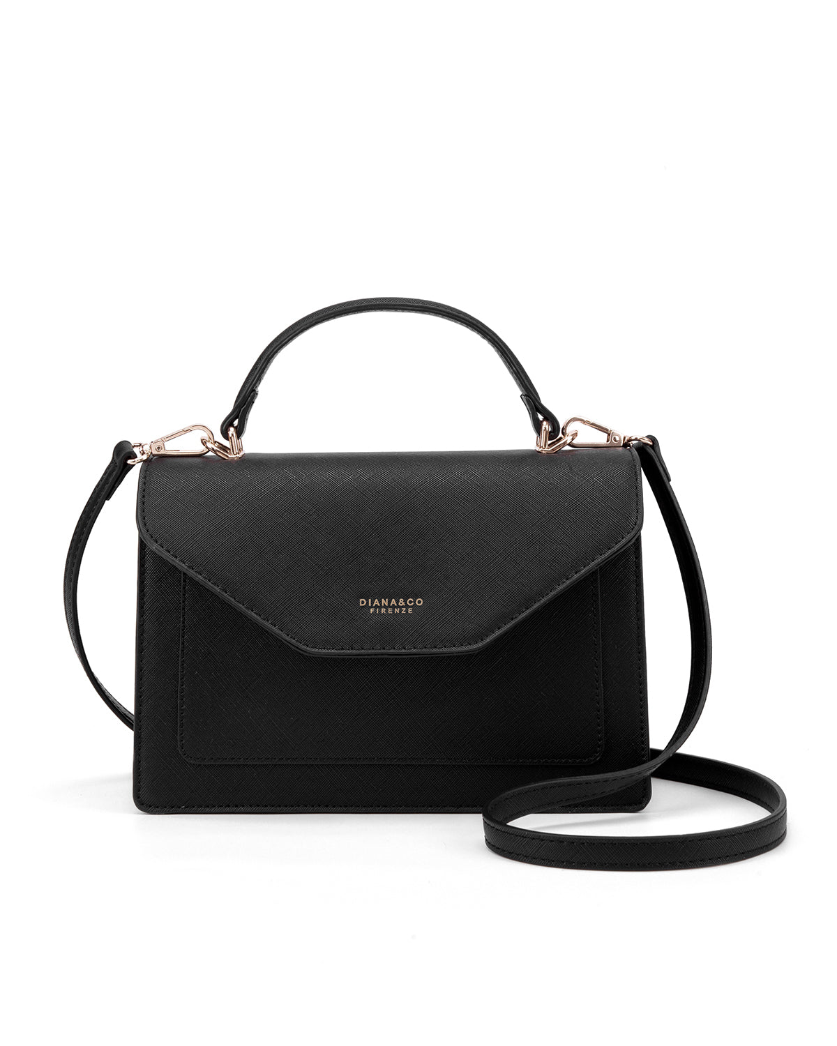 Borsa a mano da donna 100% pelle vegana PU 700-2PT-BLACK Diana&co