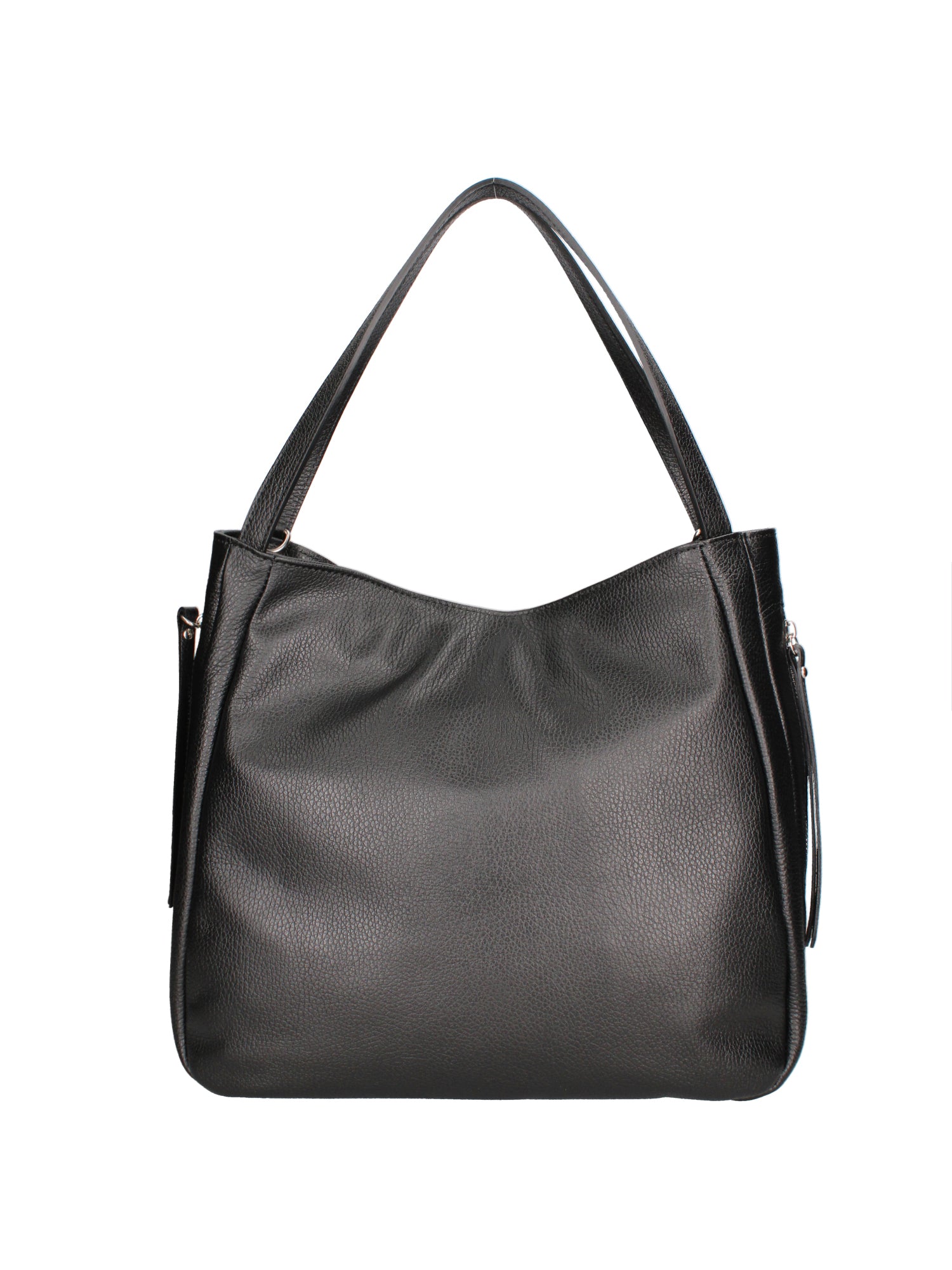 Borsa a spalla da donna Misto pelle e tessuto 07155-D28 NERO Roberta Rossi