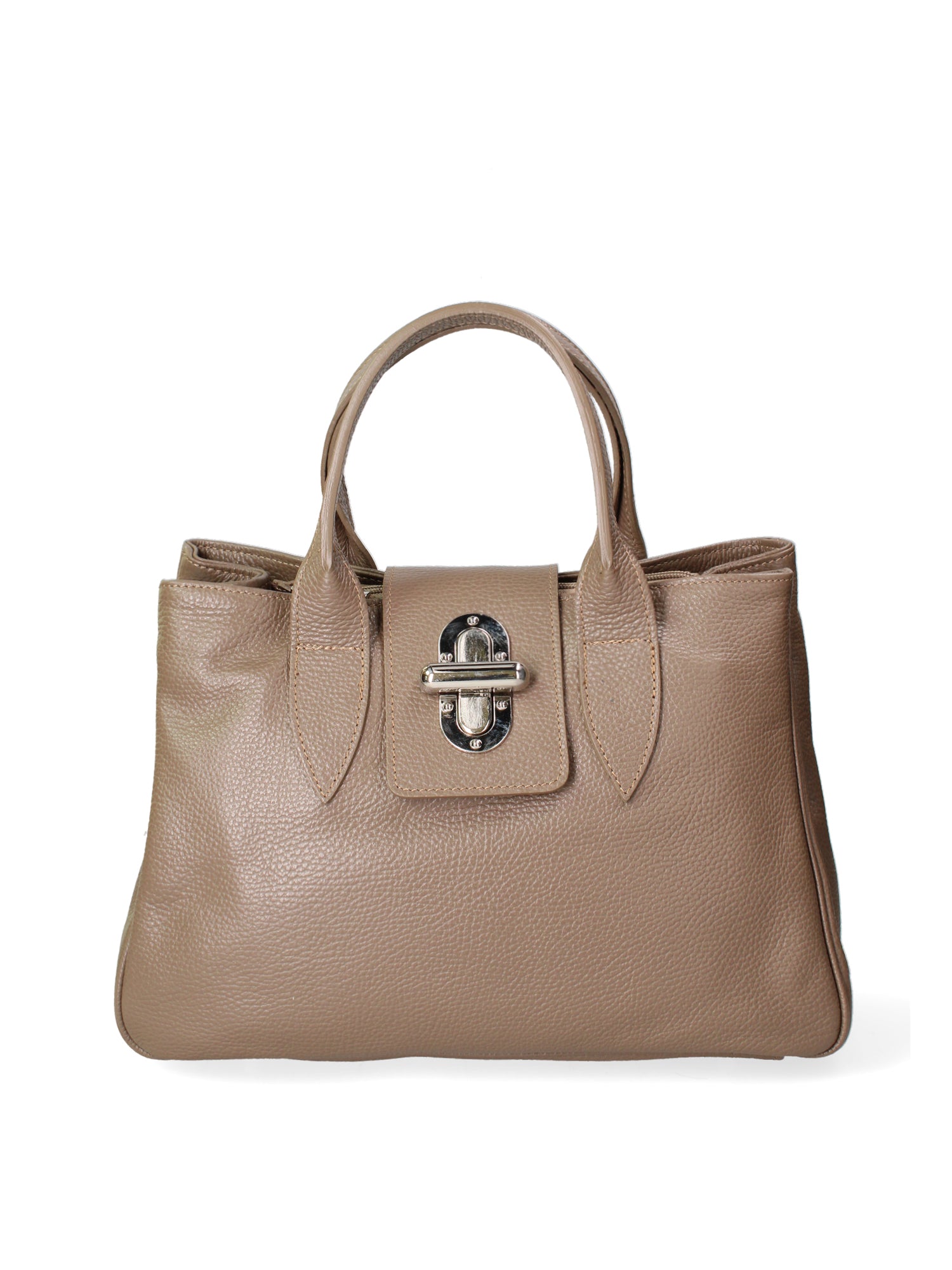 Ascoli Borsa a mano da donna Pelle stampata cocco 7718-D40 TAUPE Gave Lux