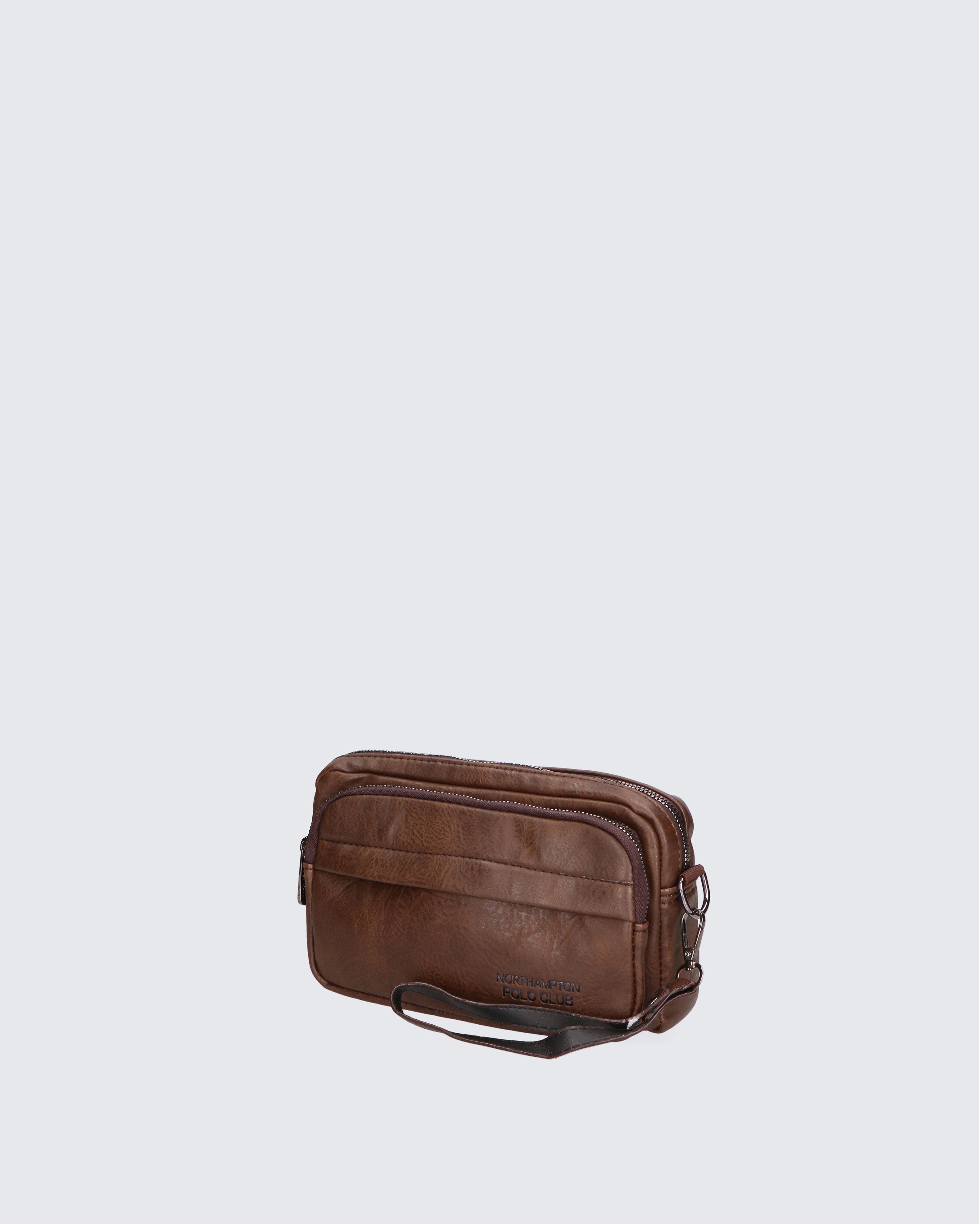 Pochette uomo in pelle PU Vegan PCL3048-BROWN Northampton Polo Club