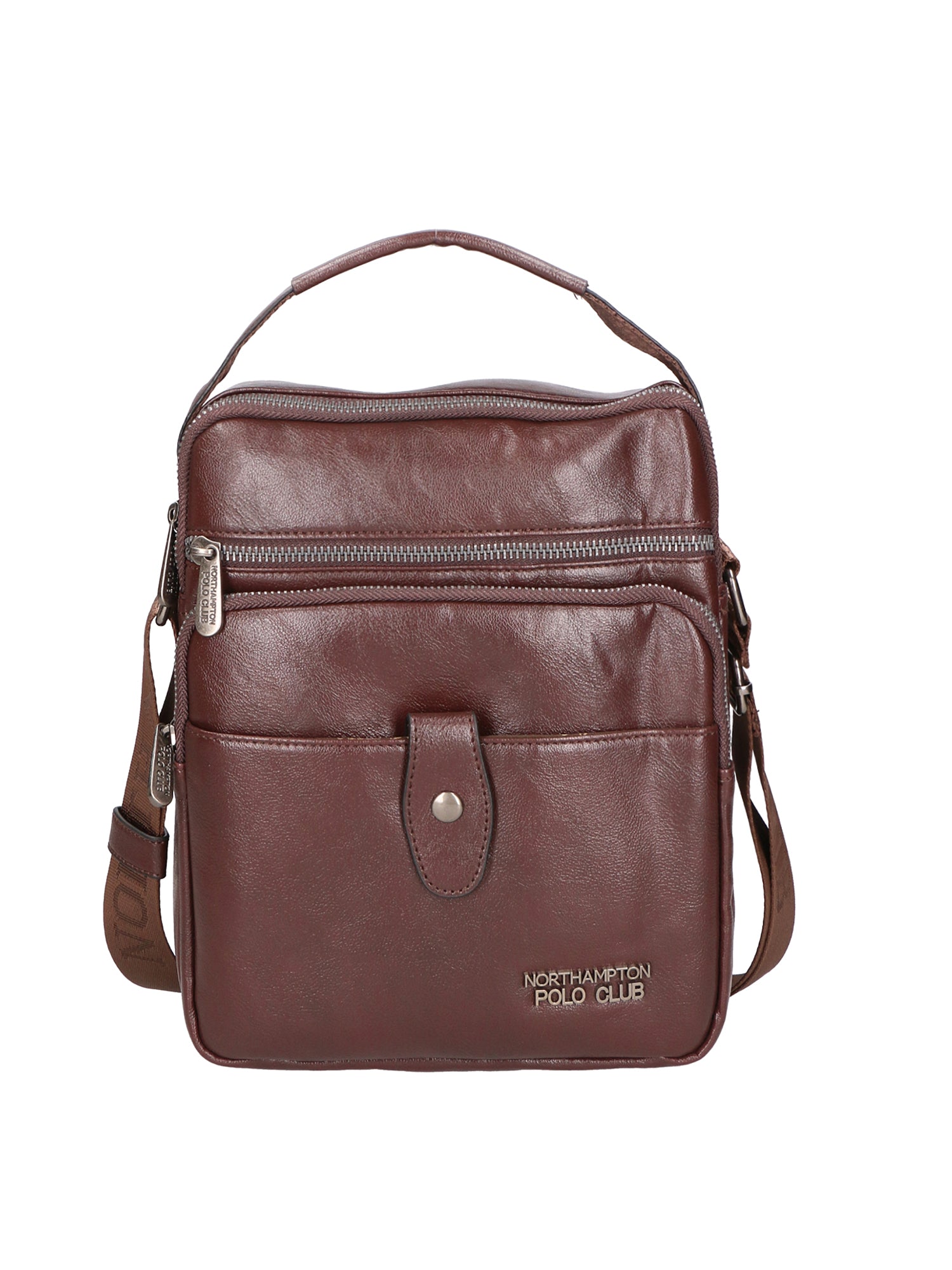 Borsa a tracolla uomo vegana 100% PU Leather PCL3101-COFFEE Northampton Polo Club