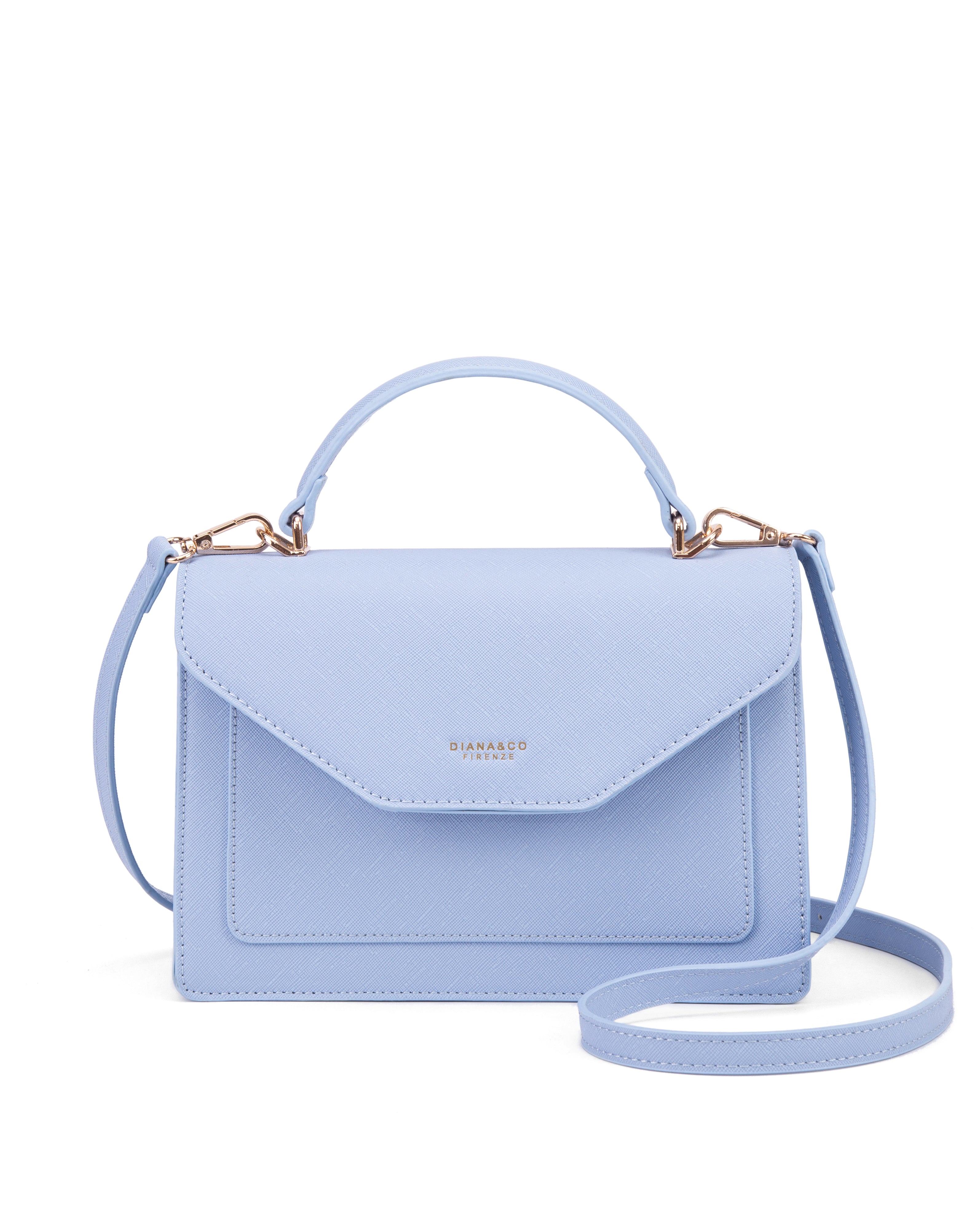 Borsa a mano da donna 100% pelle vegana PU 700-2PT-BABYBLUE Diana&co