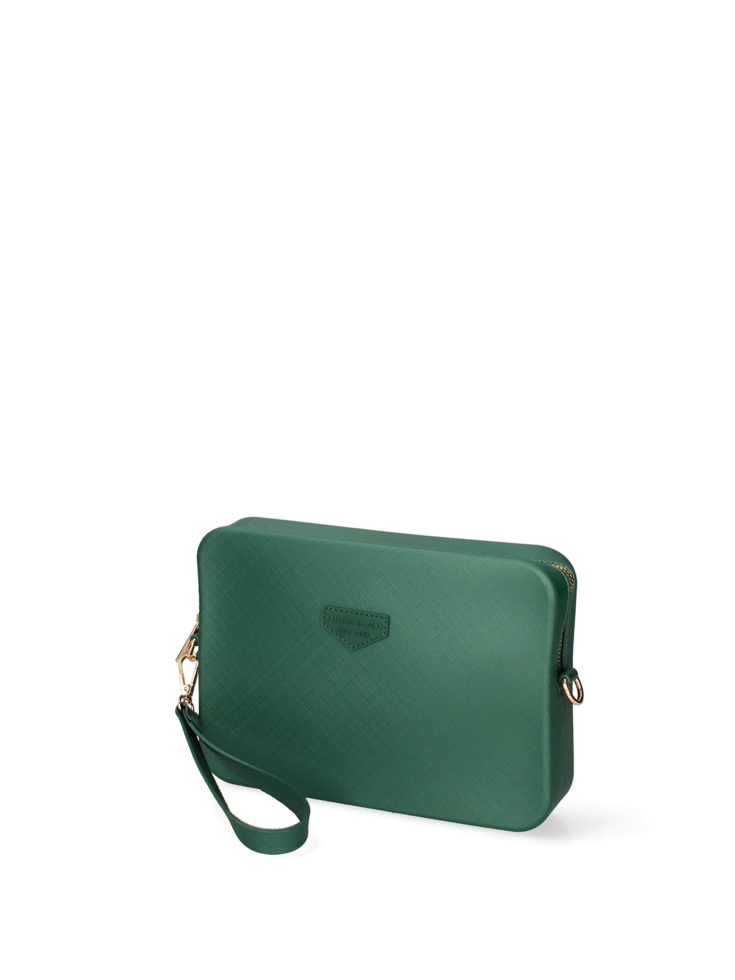Borsa a tracolla da donna 100% Pvc FLAT-FLOWE-FOREST GREEN - LIGHT GOLD Marc Ellis
