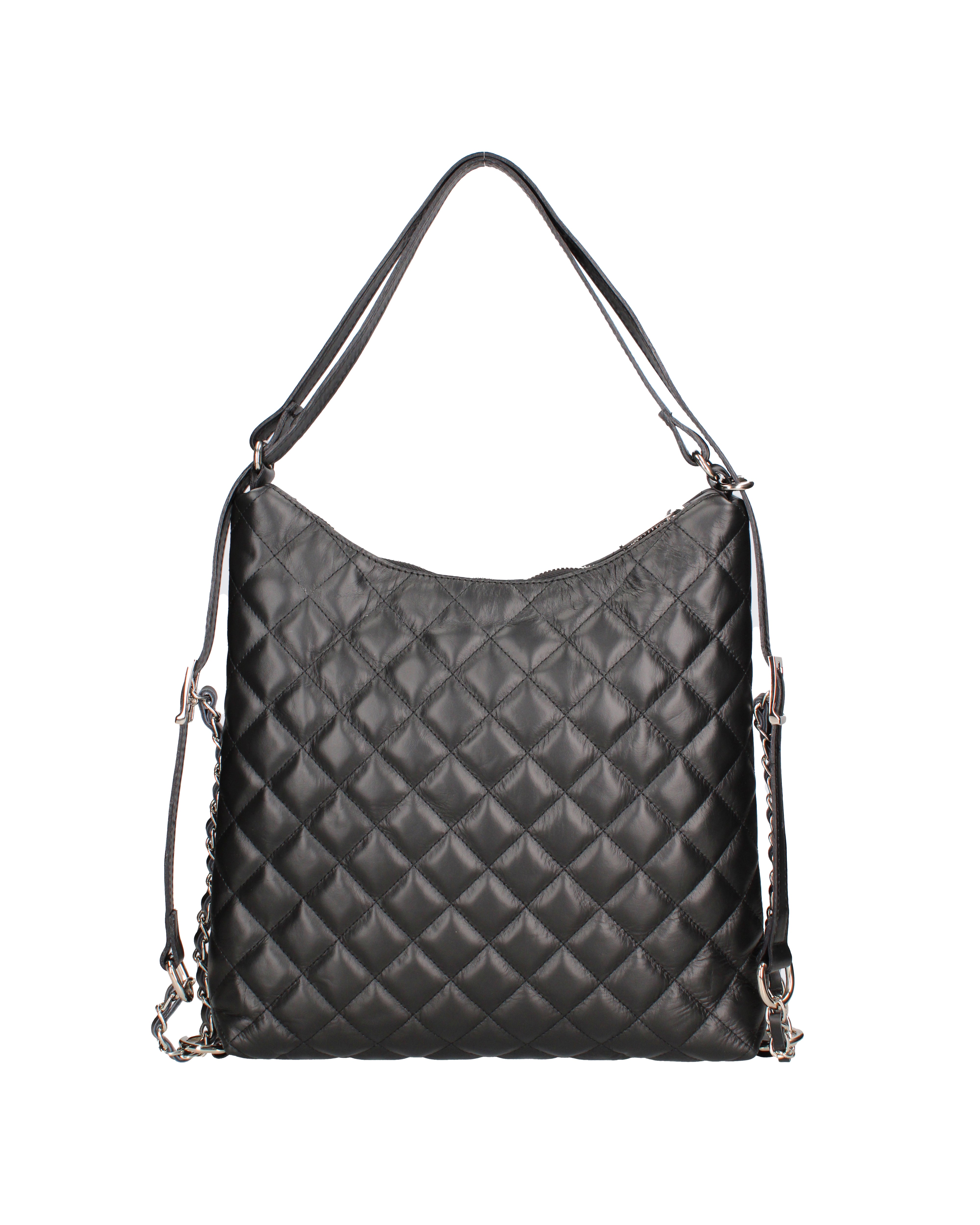 Borsa a spalla convertibile in zaino Vera pelle 07144-NERO Roberta Rossi